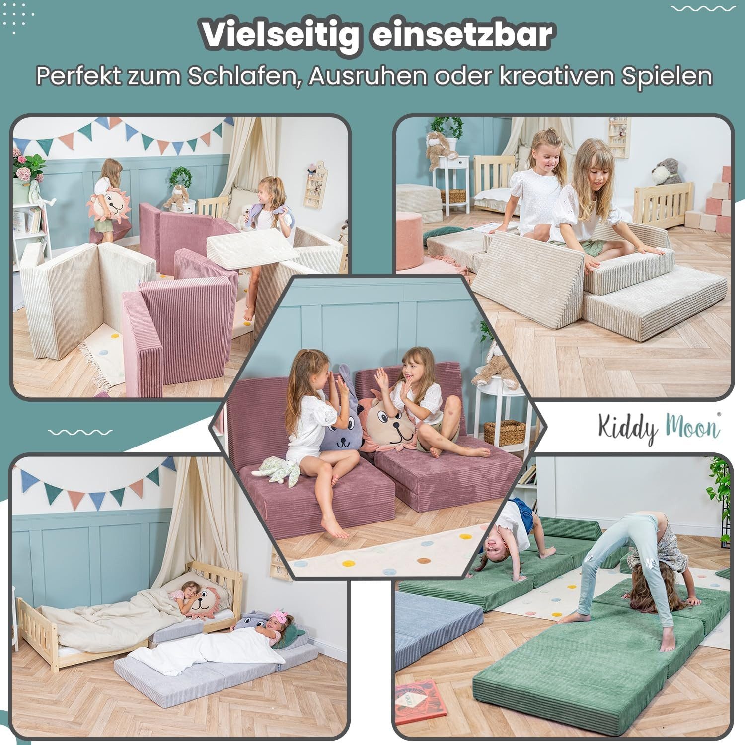 Klappmatratze KMMP-1650, KiddyMoon, 10.0 cm hoch, (abnehmbarer Bezug mit Reißverschluss), Made in Europe
