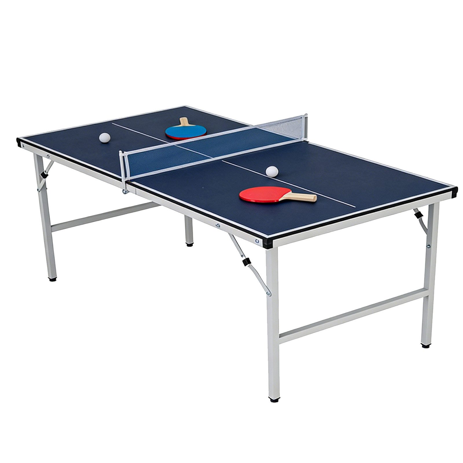 COSTWAY Tischtennisplatte, Klappbarer Tischtennistisch mit Netz, 2 Schlägern & Bällen