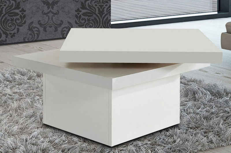 Feldmann-Wohnen Couchtisch Couchtisch 497800 weiß #P (1-St), 67x67cm Tischplatte drehbar weiß