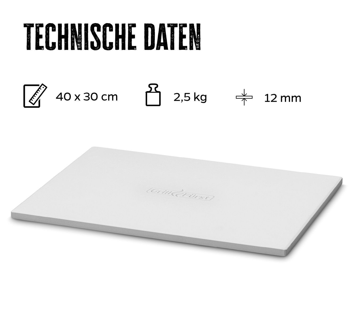 Grillfürst Aromaplanke Grillfürst Pizzastein rechteckig Abmessungen: 40 x 30 cm