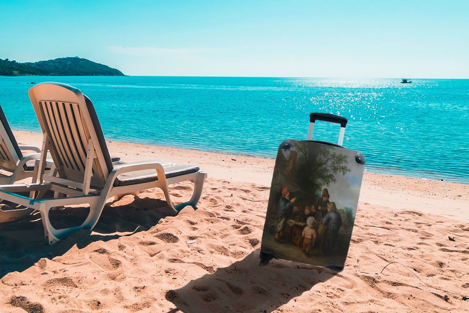 MuchoWow rollen, Ferien, Gemälde Ostade, 4 Reisetasche Handgepäckkoffer Handgepäck Der - Quacksalber Reisekoffer van für Trolley, Adriaen mit von Rollen,