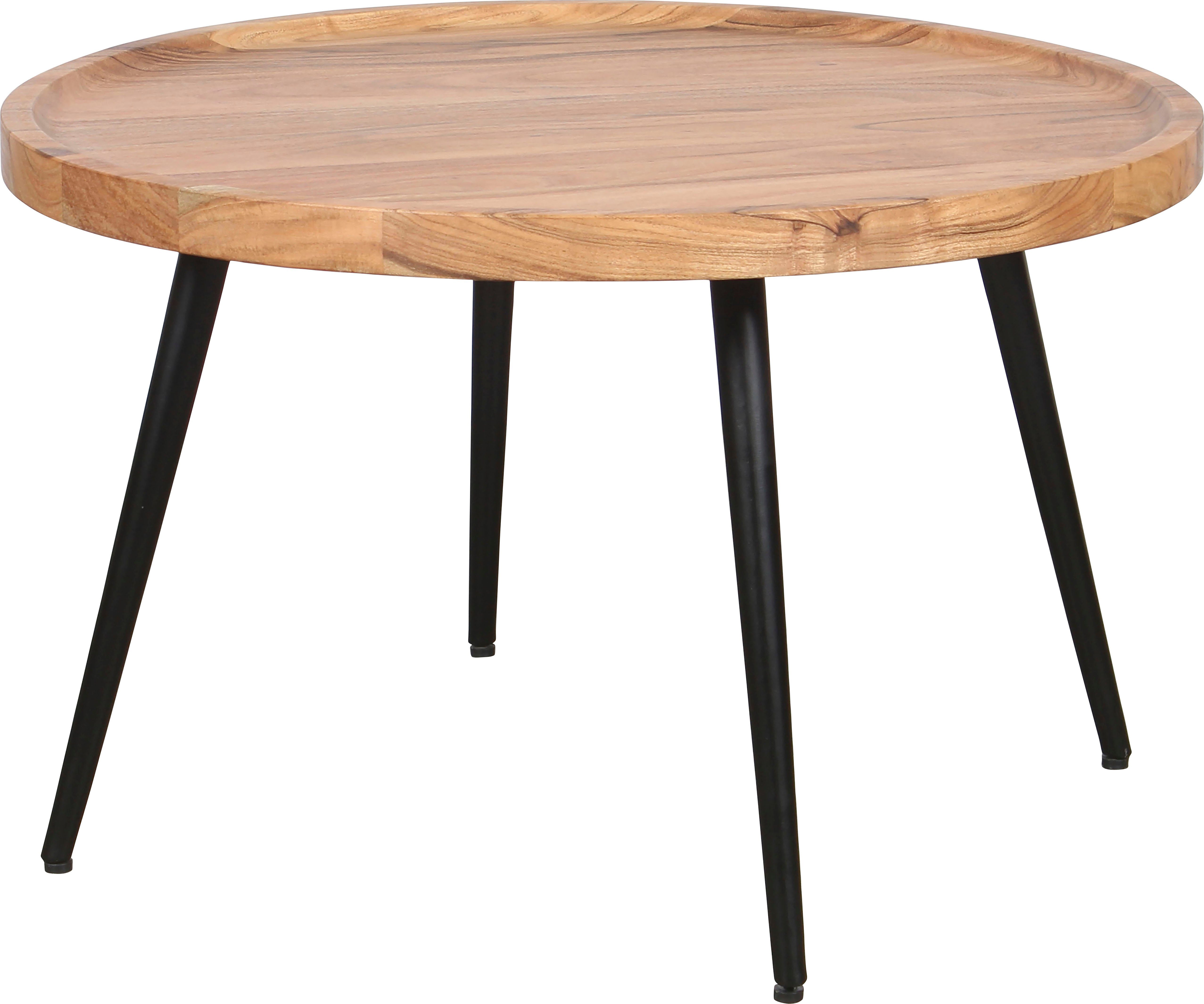 byLIVING Couchtisch Romy, mit massiver Akazien - Platte und schwarzem Metal günstig online kaufen