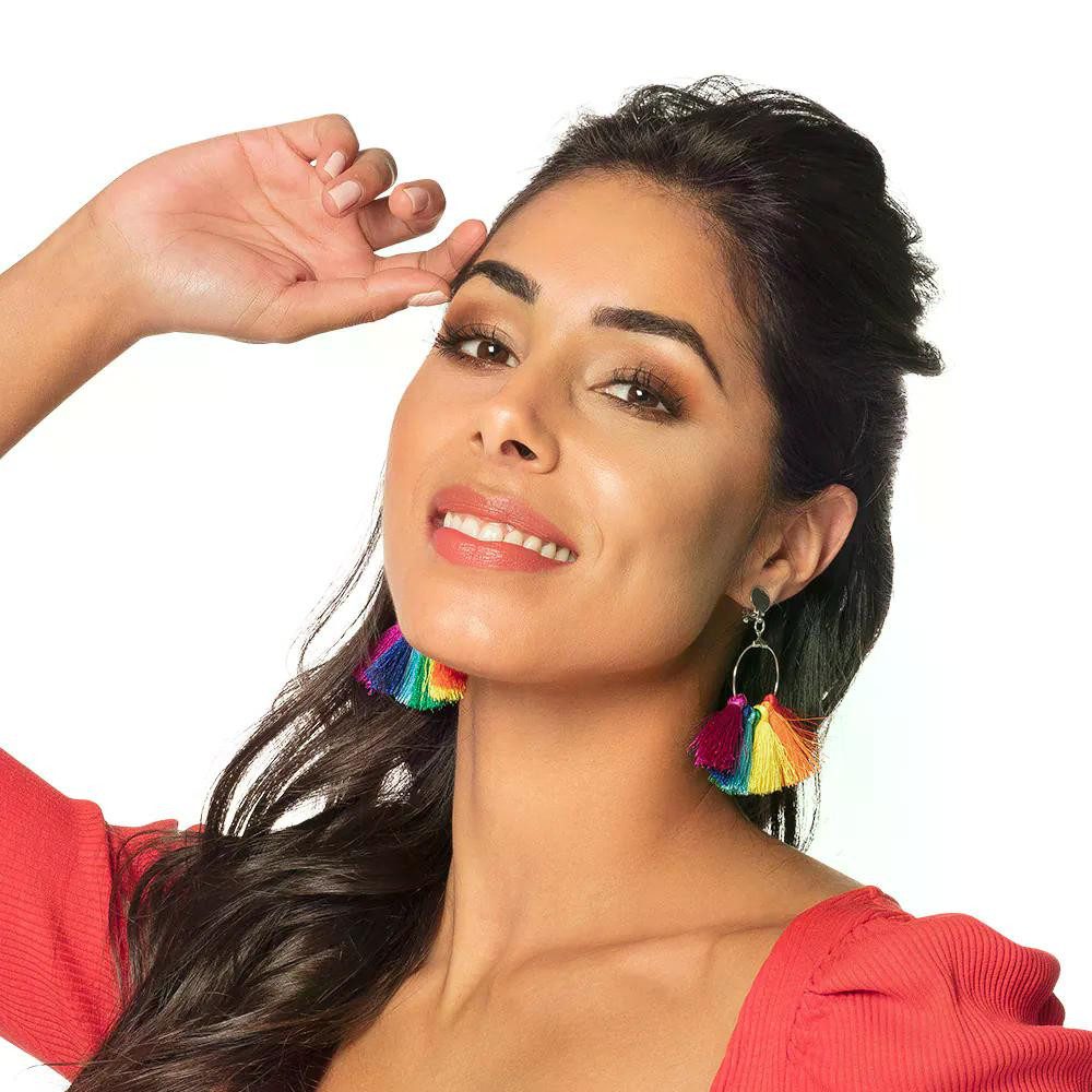 Boland Kostüm Ohrringe Regenbogen-Quasten bunte Pride Ohrhänger für Party F günstig online kaufen