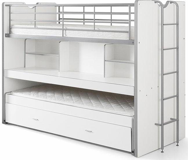 Vipack Hochbett Bonny, mit 3 Schlafgelegenheiten, super praktisch im Kinderzimmer (B/H/T ca. 222x161x102cm, Dekor Oberfläche, in verschieden Farben) mit großer Schreibplatte, Regalfächern, viel Funktion auf kleinem Raum