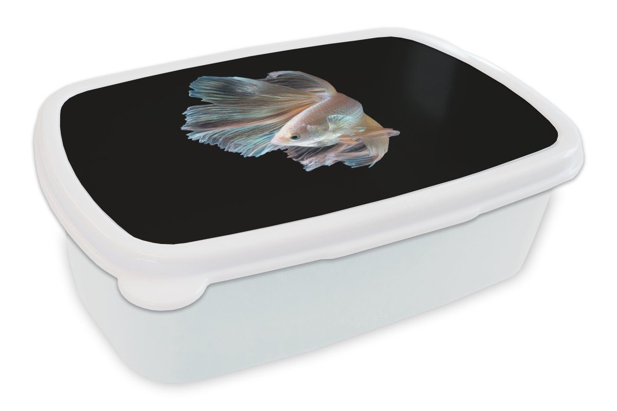 MuchoWow Lunchbox Fisch (2-tlg), Kunststoff, für - Jungs für weiß Mädchen - und Schwarz, Brotdose, und Kinder Erwachsene, Brotbox Schwanz