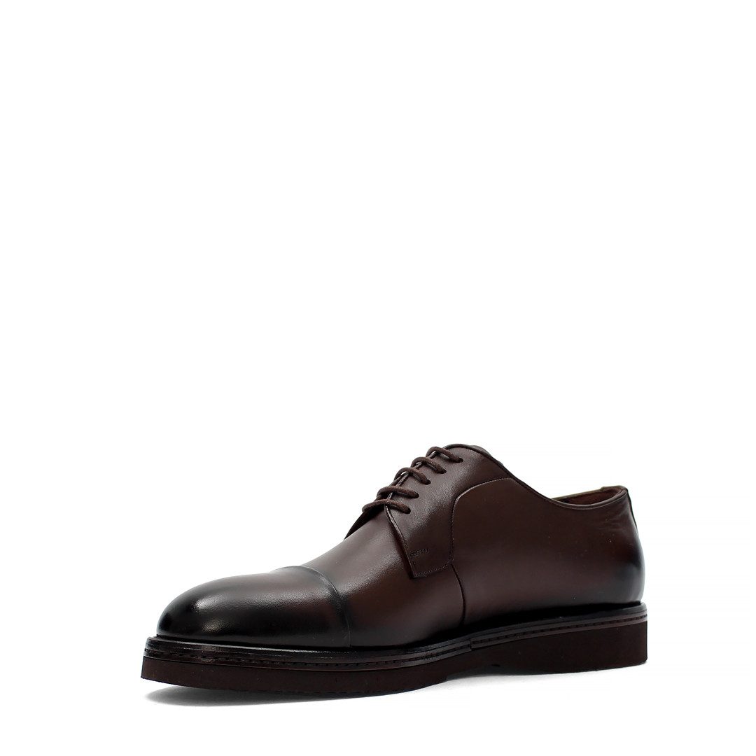 Celal Gültekin Cap-Toe Plateau Profilsohle Schnürschuh Herren Schnürschuh Glattleder, Cap-Toe, Plateau-Profilsohle, Braun, 43