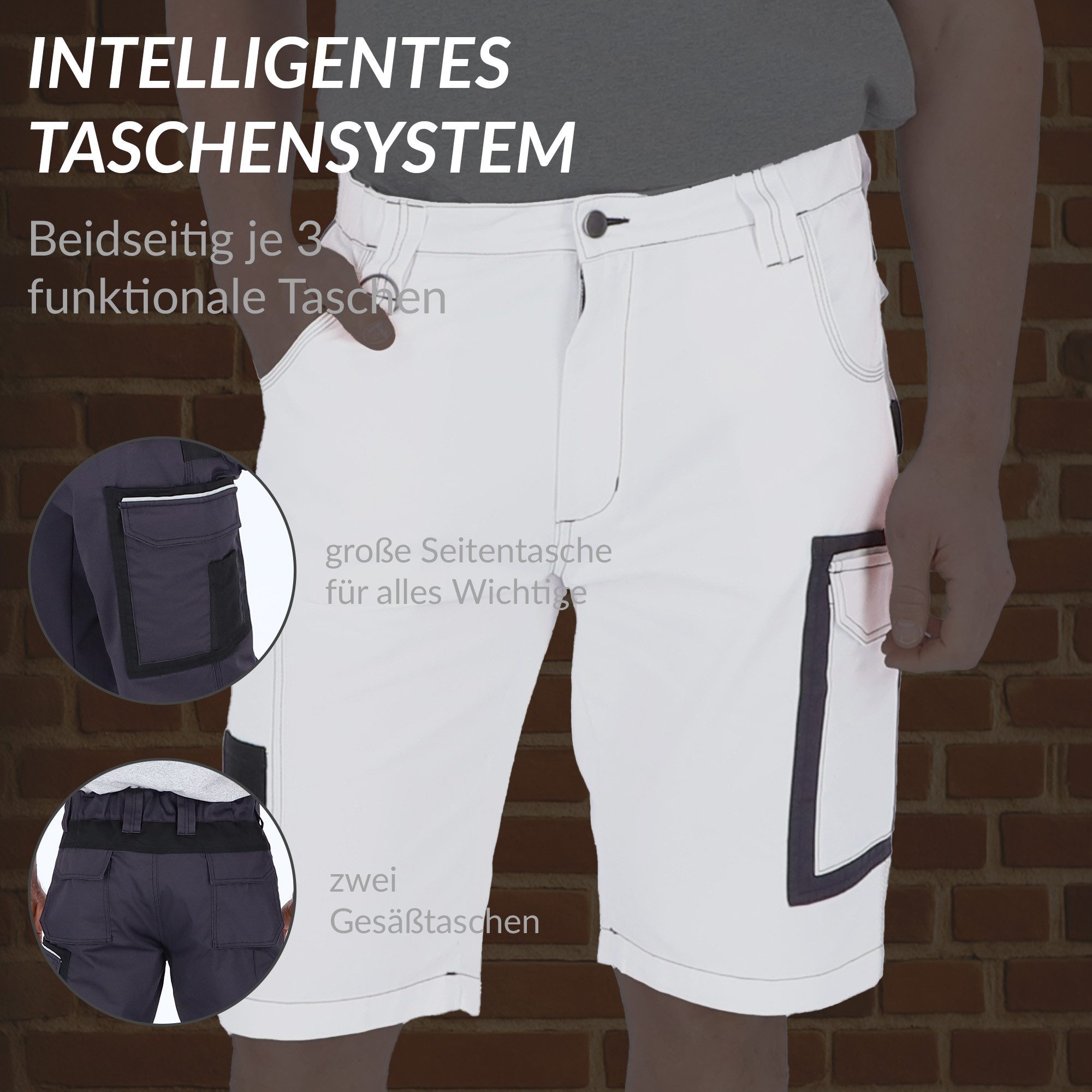 ELIWORX Arbeitsshorts Herren – Kurze Arbeitshose mit Stretch & Werkzeugtaschen - Kurze Hose Kurze Herrenshorts für Sommer & Werkstatt – Robust & Bequem
