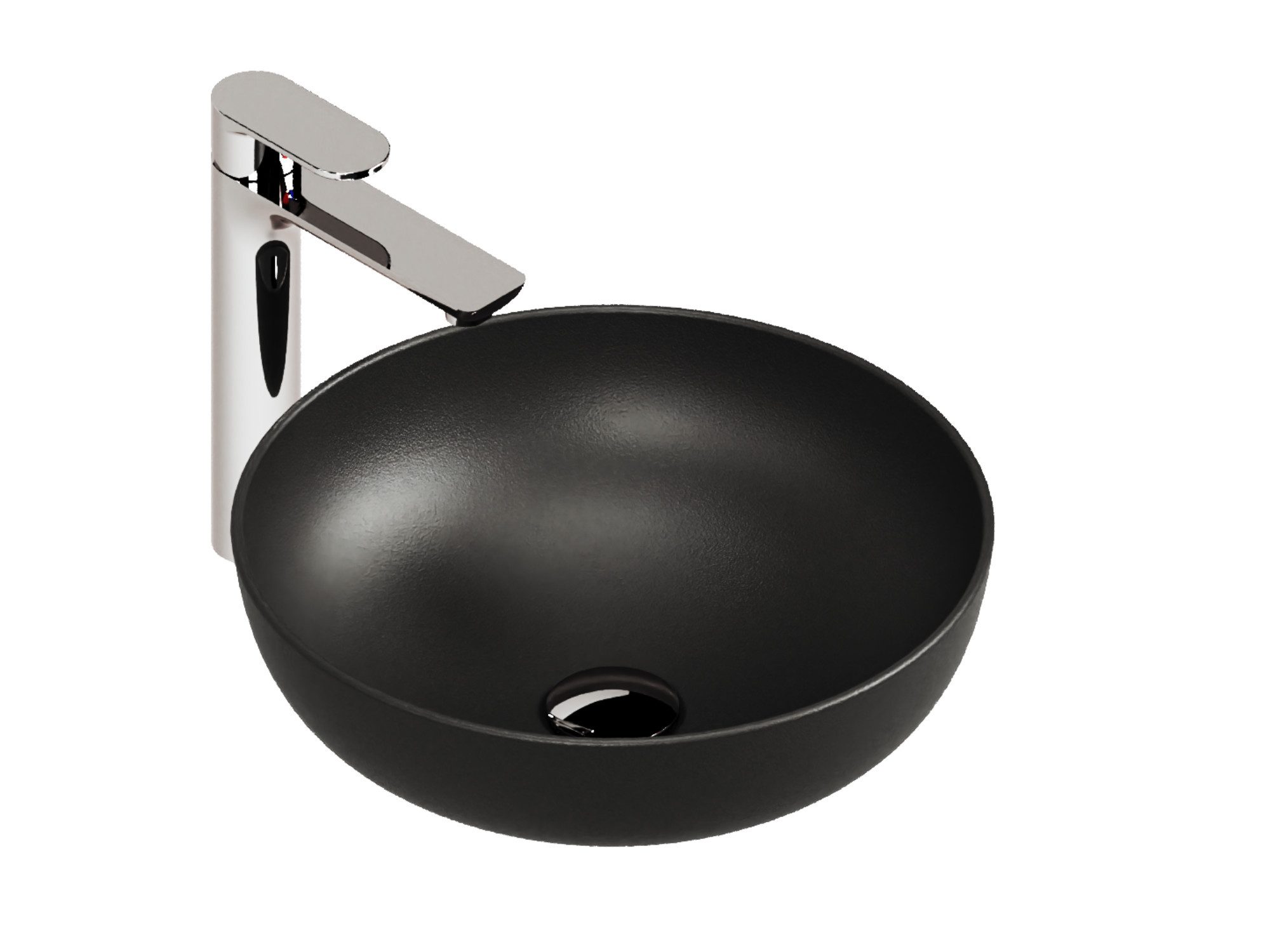 Aqua Bagno Aufsatzwaschbecken Waschschale rund schwarz matt Keramik freistehend modern