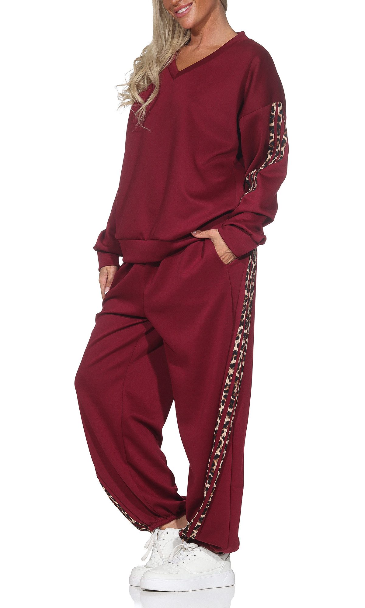 simaranda Jogginganzug Damen Jogginganzug 109 36-42 Weinrot