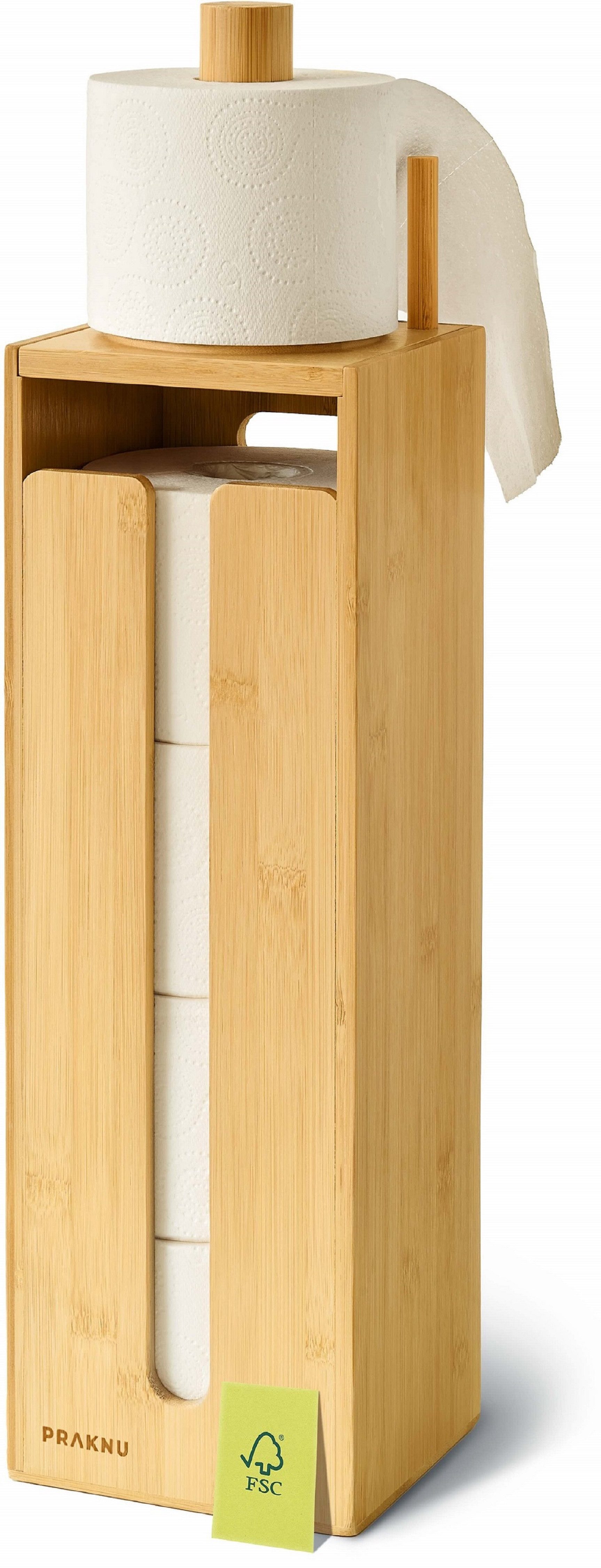 Praknu Toilettenpapierhalter Toilettenpapier Aufbewahrung Bambus - Toilettenpapierhalter Stehend (1-St), Toilettenpapier Ständer Aufbewahrung mit Halter, 44cm hohe WC Garnitur