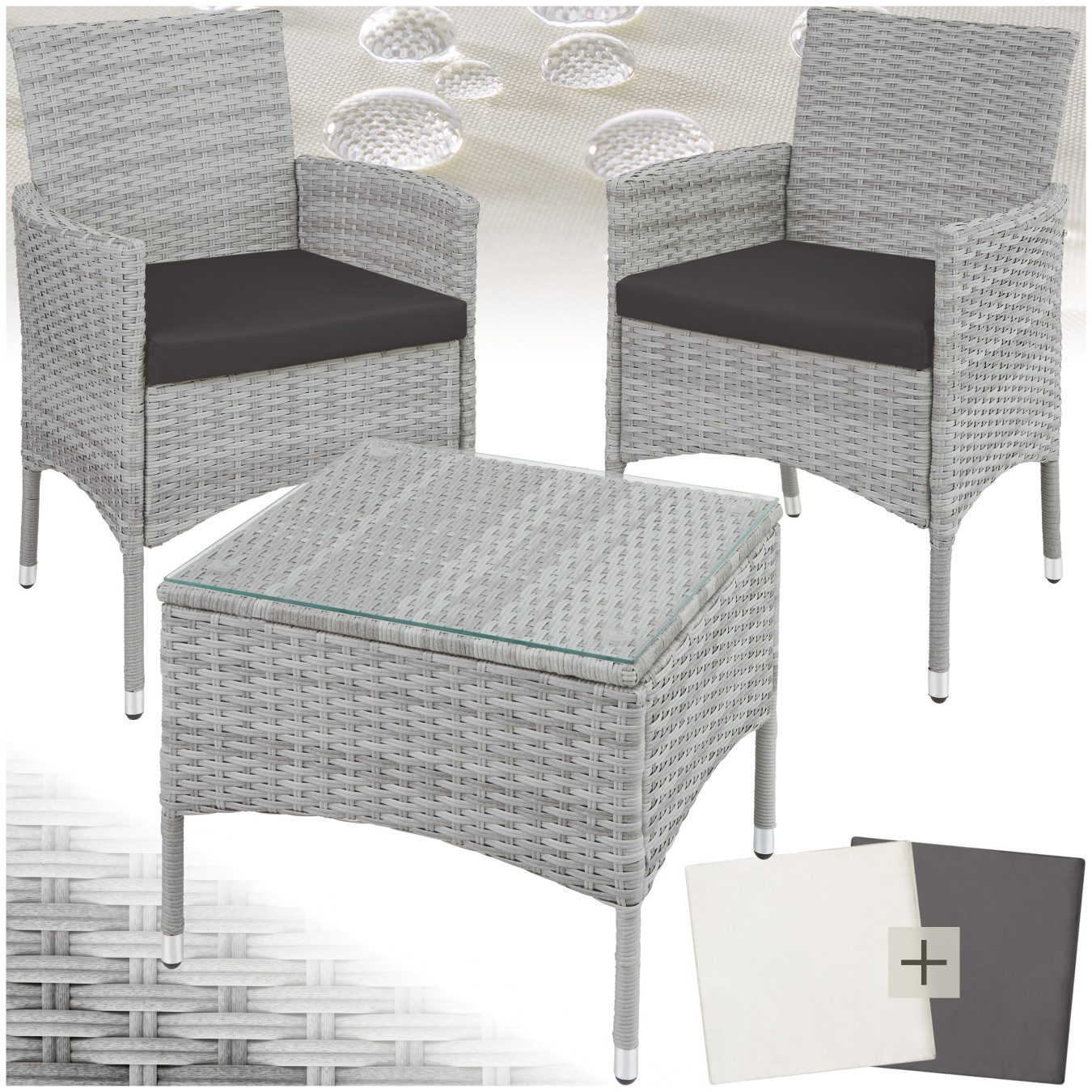 tectake Sitzgruppe Rattanset, (Set., 5-tlg), Schickes, modernes Design