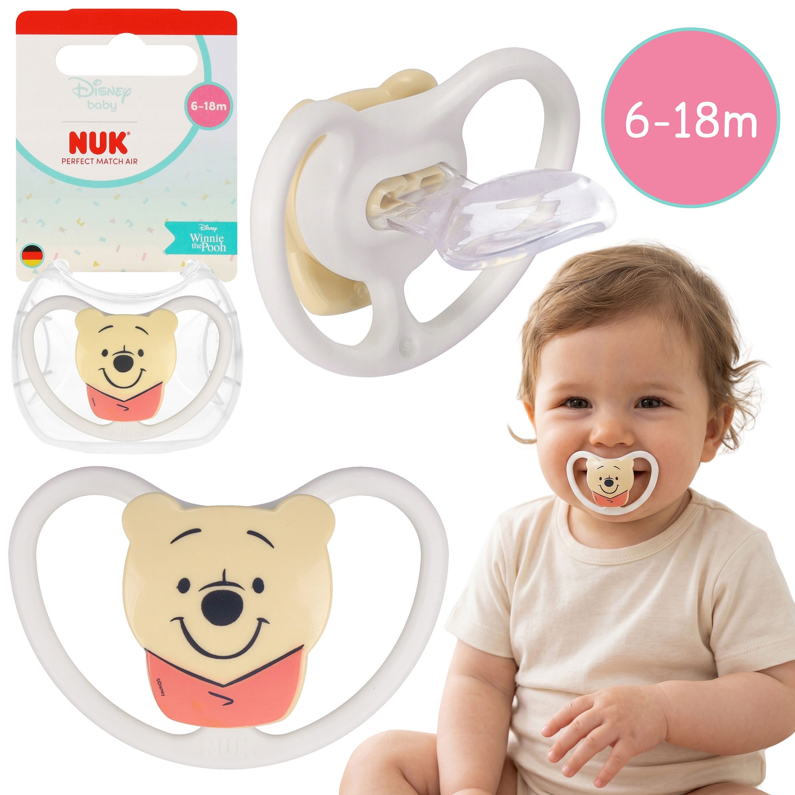 Schnuller NUK Winnie Puuh Schnuller Silikon 6-18 Monate mit Etui