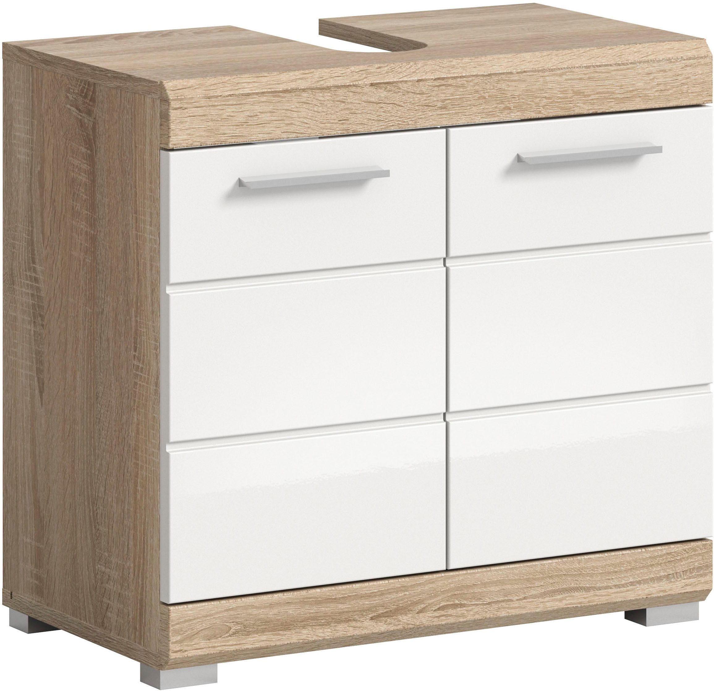 welltime Waschbeckenunterschrank SIENA, Breite 60cm, mit 2 Türen oder 2 Schubkästen, MDF-Front (1-St., TOPSELLER!, mit Siphonausschnitt 10x25 cm) in verschiedenen Farben erhältlich, Badmöbel, Badschrank, Kommode, Bad