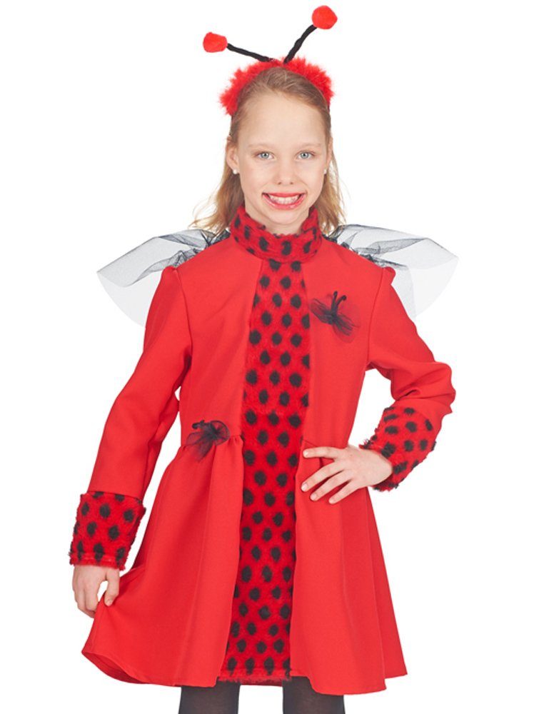 andrea-moden Kostüm Marienkäfer Kostüm für Mädchen - Kleid mit Haarreif - Wald Wiese Blumen Käfer Insekten Verkleidung Karneval Fasching Mottoparty