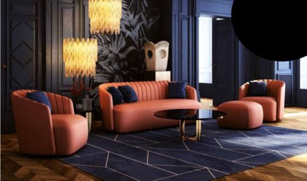 JVmoebel Wohnzimmer-Set, Luxus Sofa tlg Hocker Sofagarnitur Couch 4 321 Set Sofas Garnitur