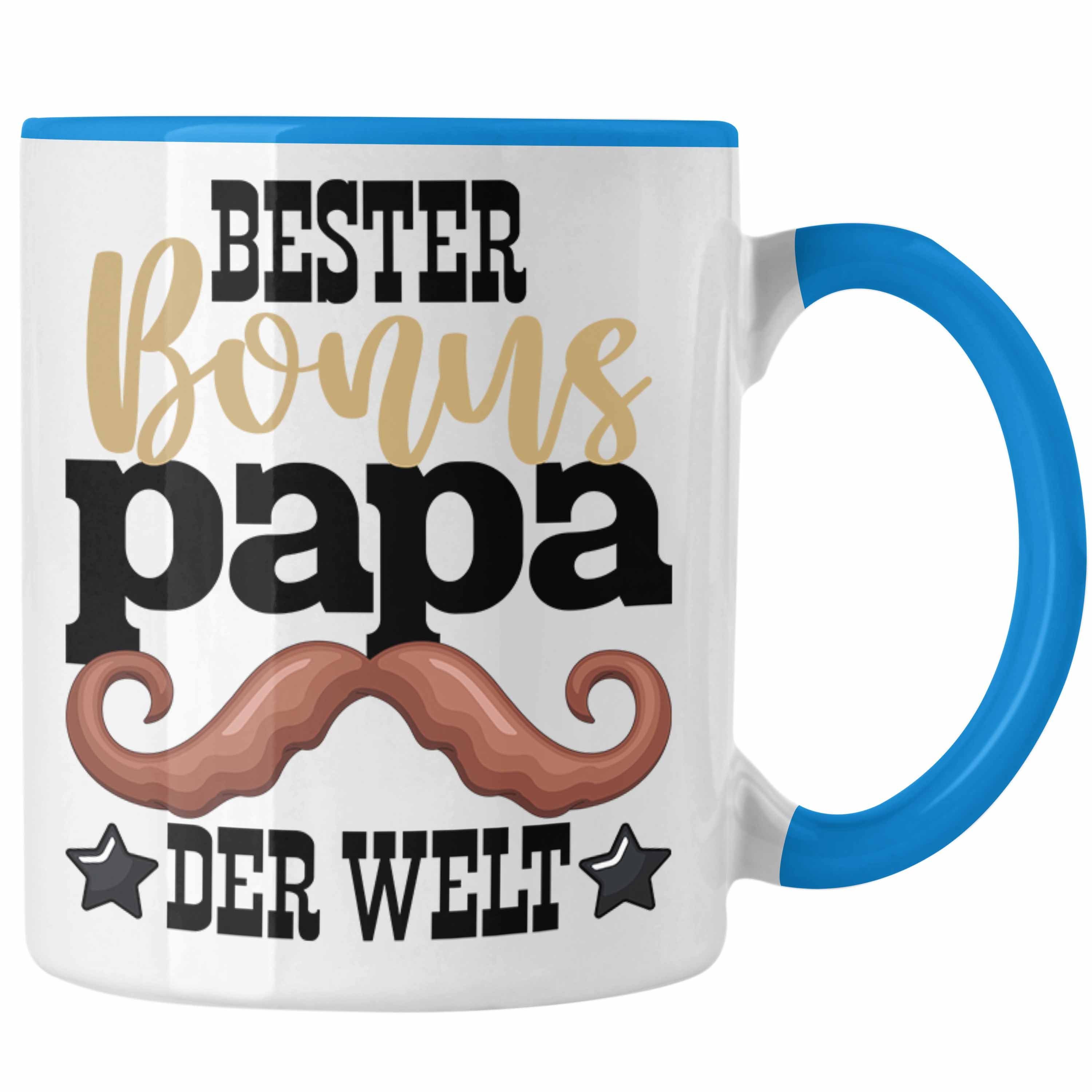 Trendation Tasse Bester Bonus Papa Der Welt Tasse Stiefvater Geschenk Stiefvater Vater Blau
