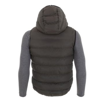 Ital-Design Wendejacke Herren Freizeit Weste Kapuze Beidseitig Tragbar Jacke in Olive