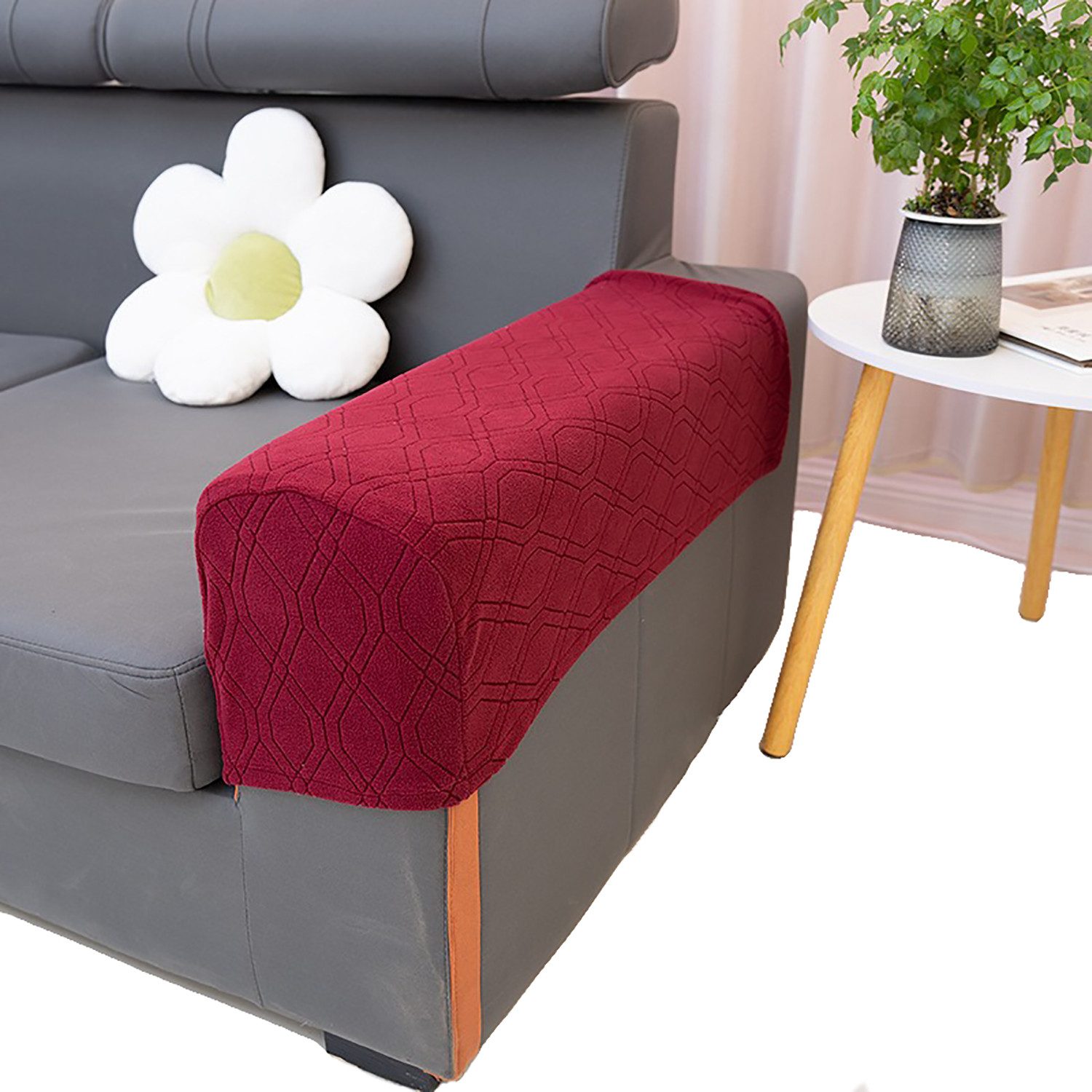 Refttenw Armlehnenschoner 2 Stück Elastische Sofa Armlehnenbezüge