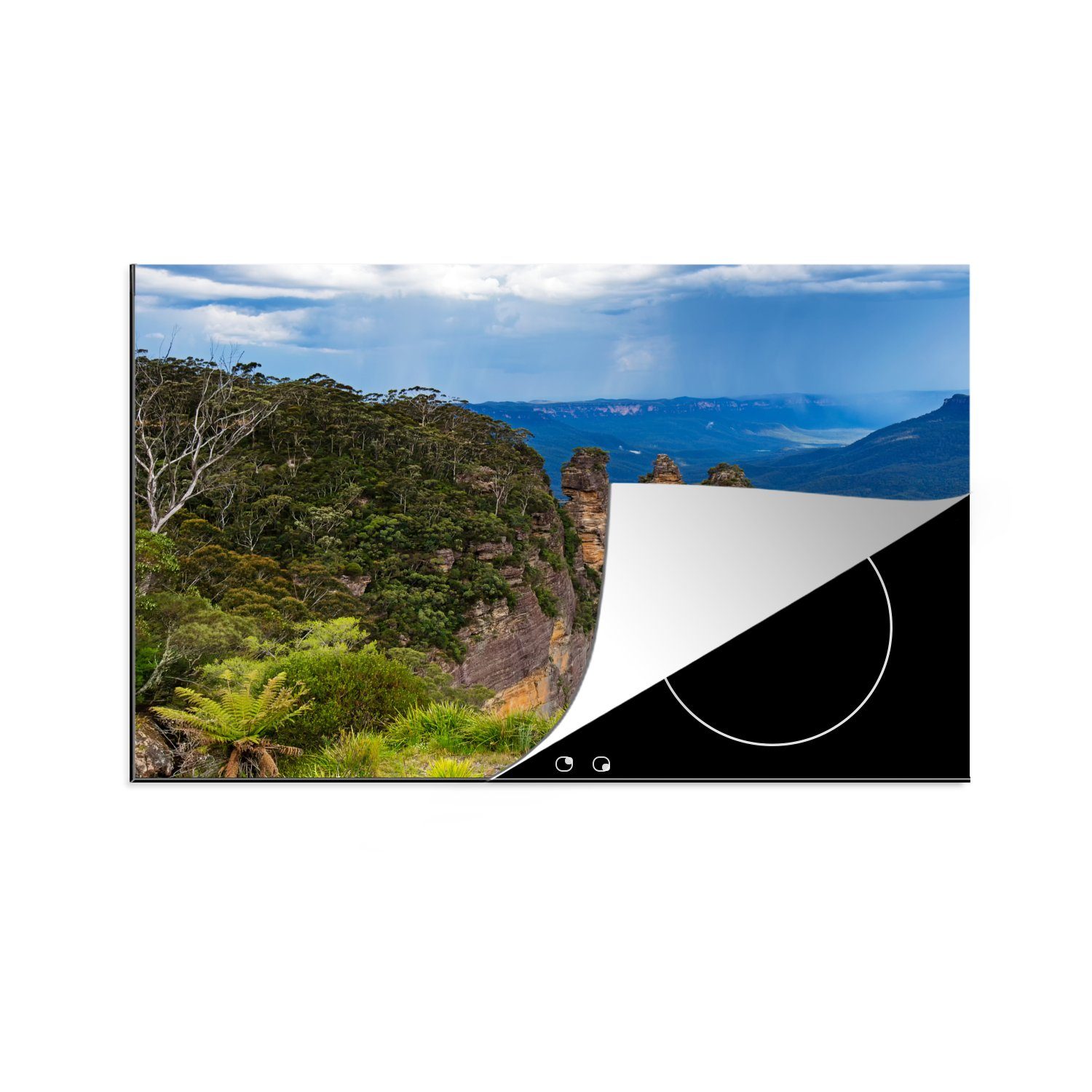 MuchoWow Herdblende-/Abdeckplatte Blick auf den Blue Mountains National Park in Australien, Vinyl, (1 tlg), 81x52 cm, Induktionskochfeld Schutz für die küche, Ceranfeldabdeckung