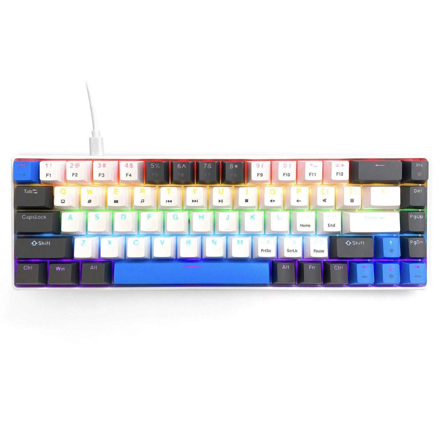 MEDIA-TECH RED CORE MX60 Gaming-Tastatur (mechanische Silent RED-Schalter, Hintergrundbeleuchtung, 68 Tasten)