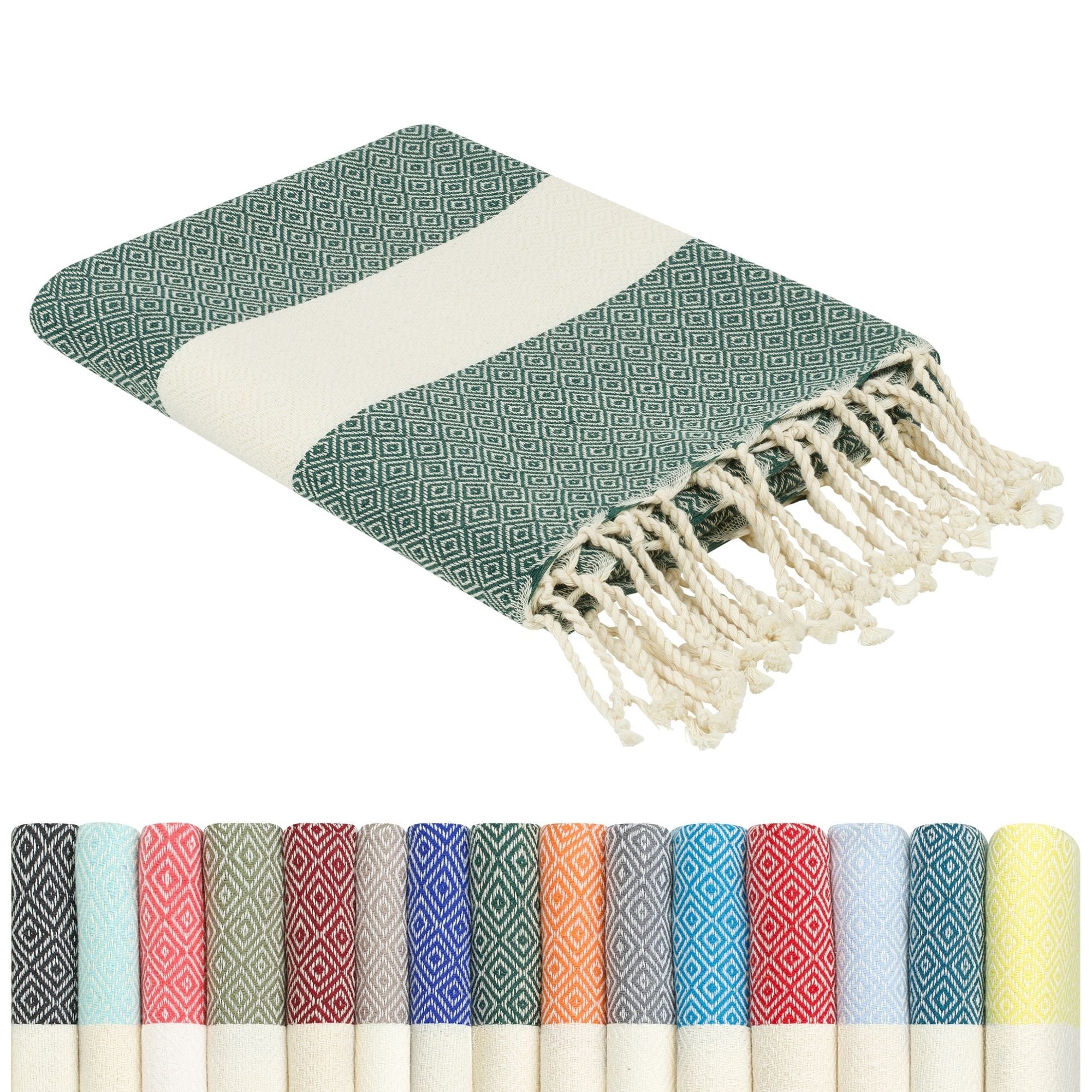 furora HOLIDAY Strandtuch groß 100x200 cm Strand Tuch, aus Baumwolle, Hamamtuch Badetuch, leicht, lang, dünn & kompakt