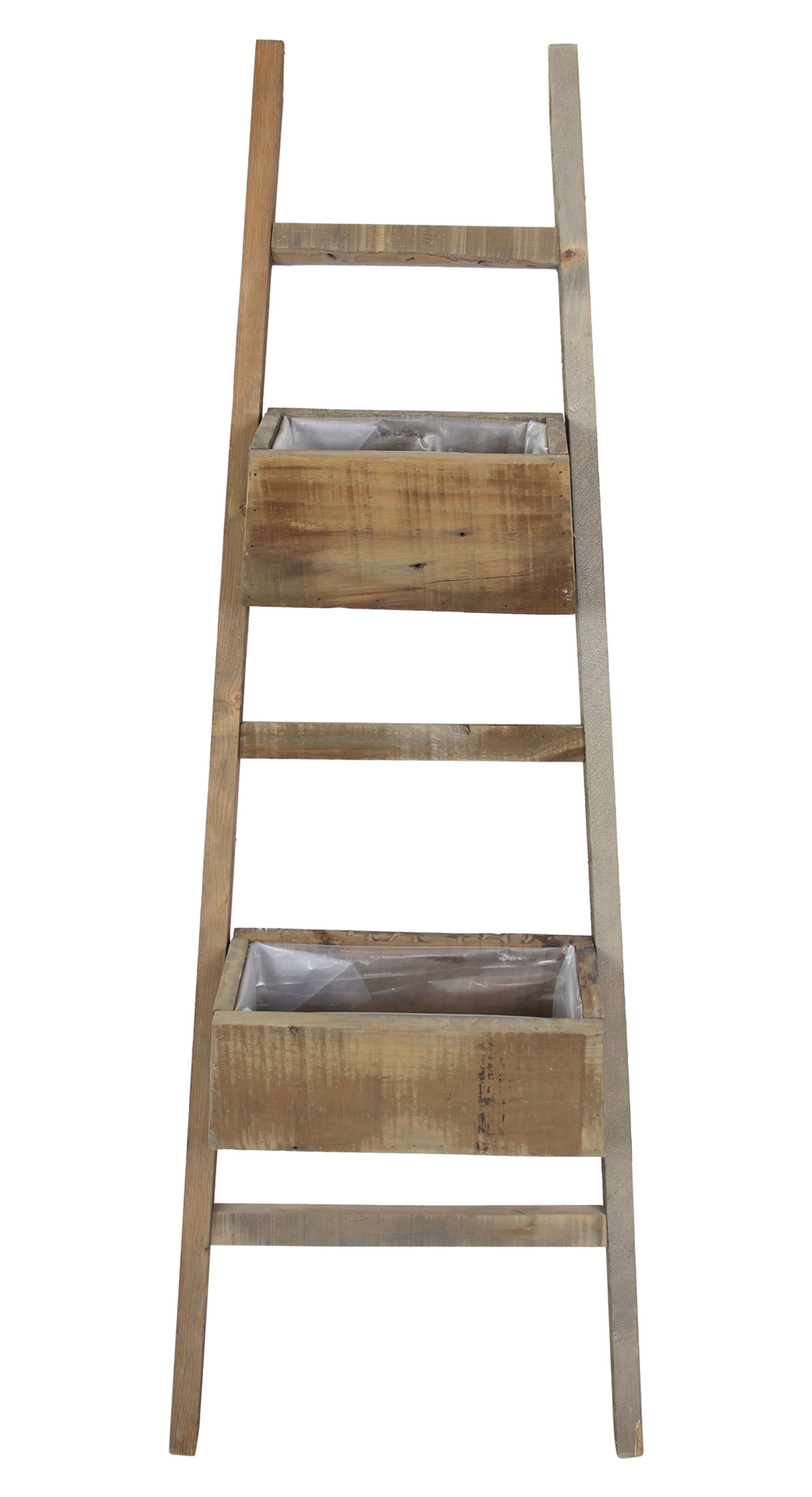 Dekoleidenschaft Pflanzentreppe Pflanzleiter "Rustikal" aus recyceltem Holz mit 2 Pflanzkästen (1 St), 110 cm hoch, Upcycling Pflanzer, Gartendeko, Hochbeet, Blumenkasten