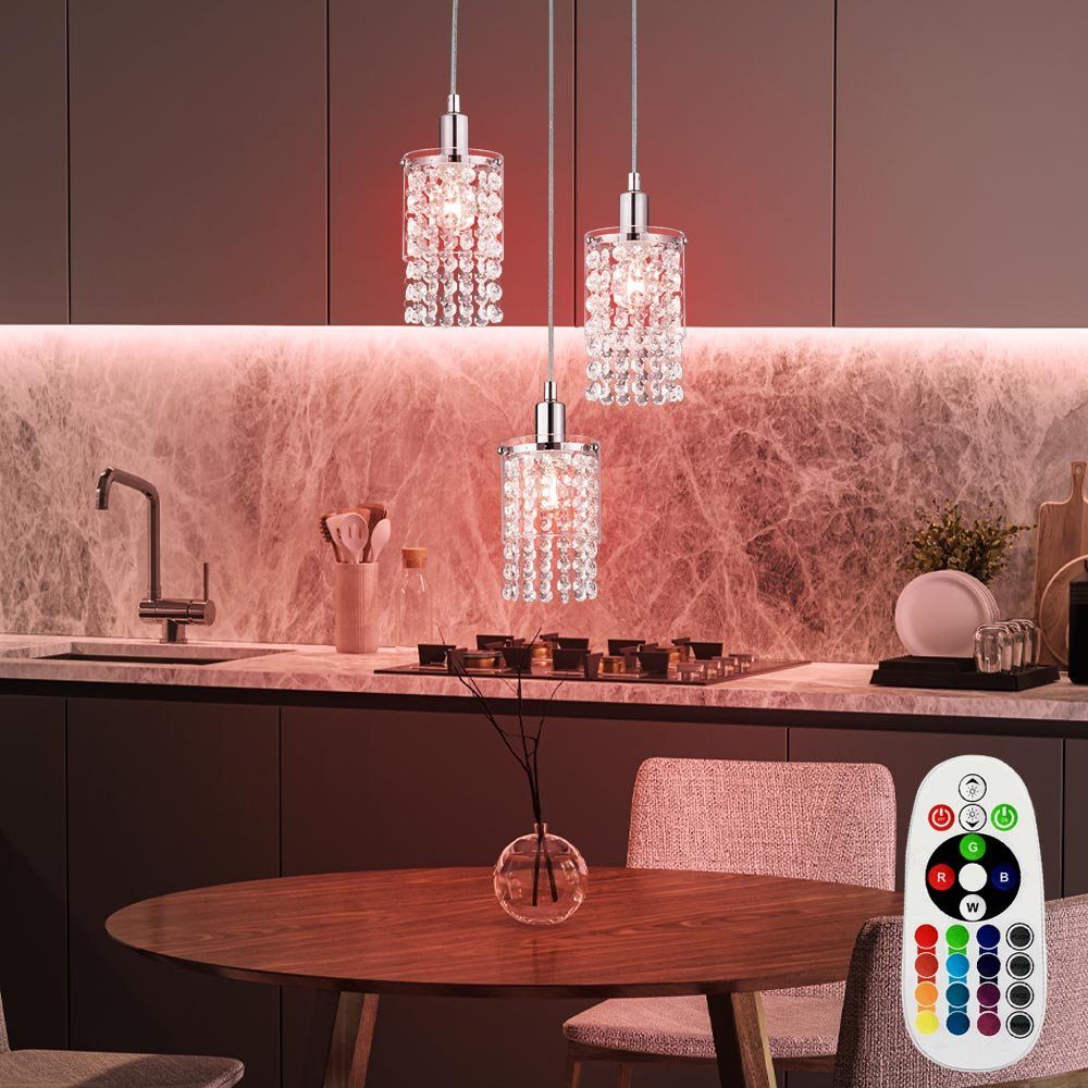 Pendel Pendelleuchte, LED inklusive, dimmbar Lampe Leuchtmittel Warmweiß, Decken Hänge Leuchte Kristall Farbwechsel, Glas etc-shop