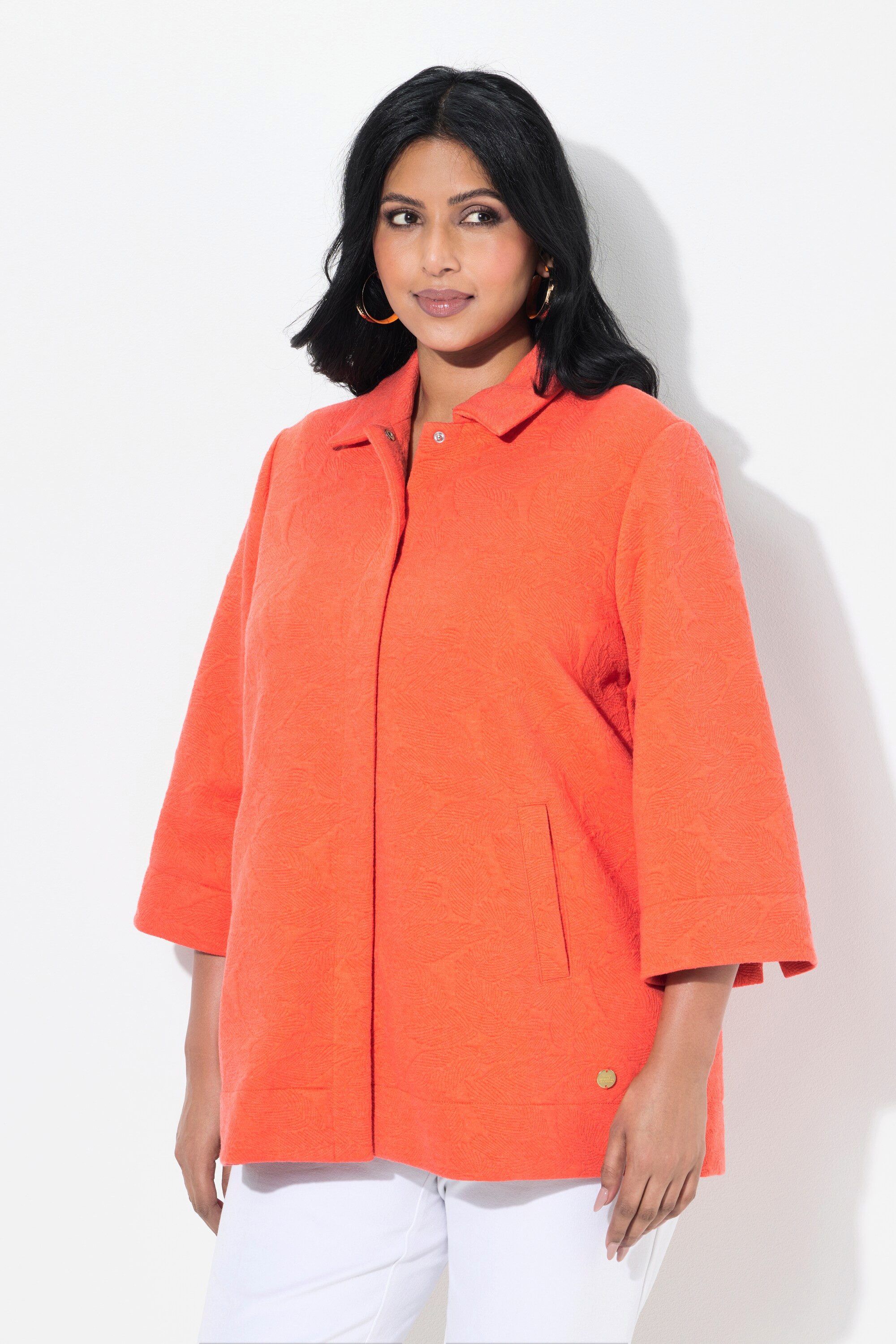 Sommerjacke Jerseyjacke Struktur Hemdkragen 3/4-Arm Stretch