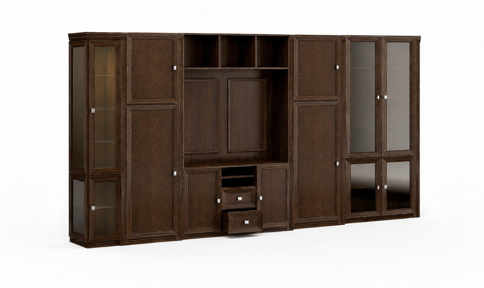 JVmoebel Aktenschrank Brauner Massivholz Büroschrank mit Vitrine und Kommode (Büroschrank) Made in Europa