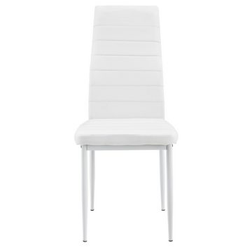 en.casa Essgruppe, (Set, 7-tlg., Esstisch mit 6 Stühlen), »Bjerkvik« 140x60cm Küchentisch Kunstleder Stühle weiß