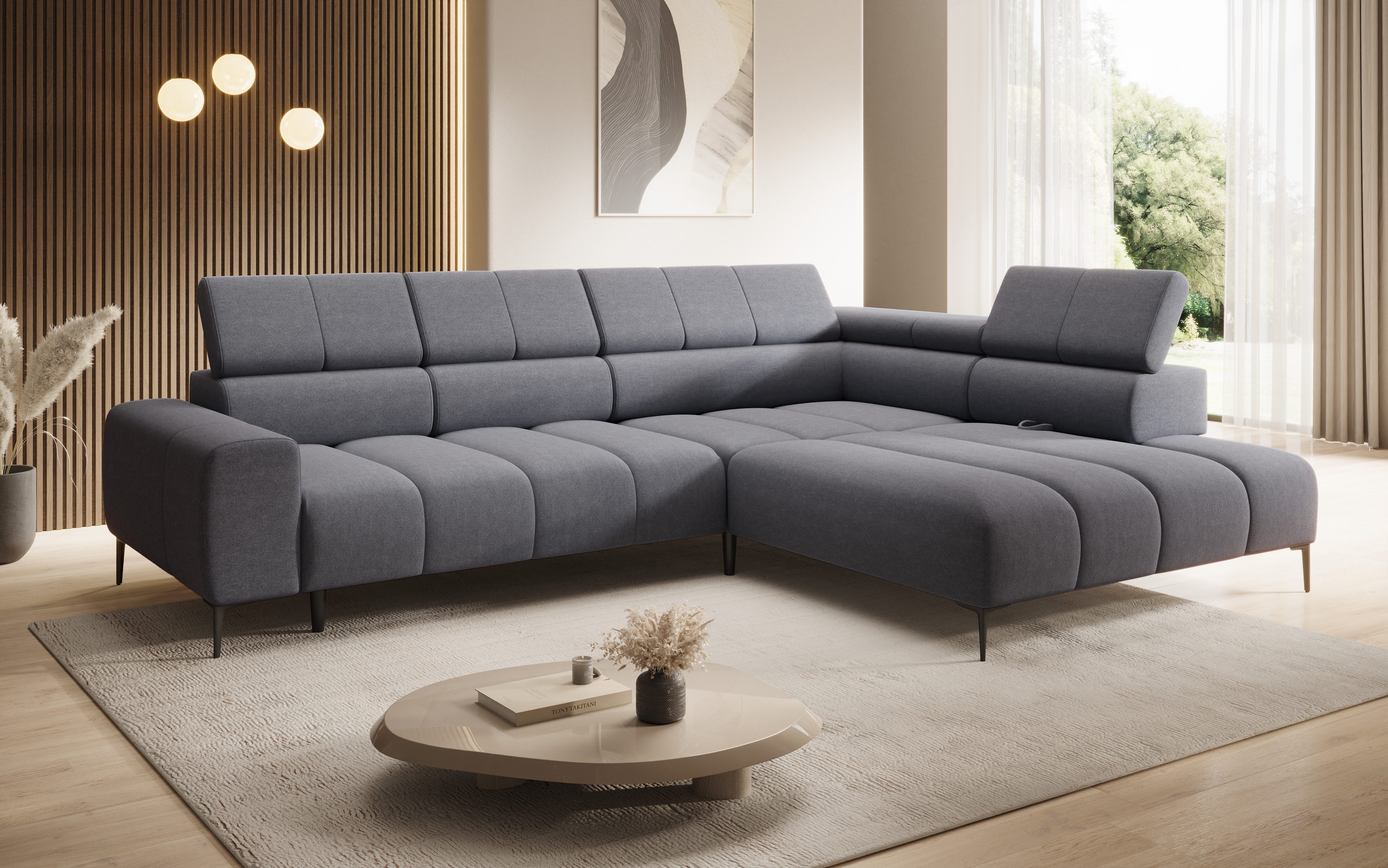 thematys Ecksofa MELLOW elektrisch 302 x 218 cm – mit elektrischem Sitzauszug
