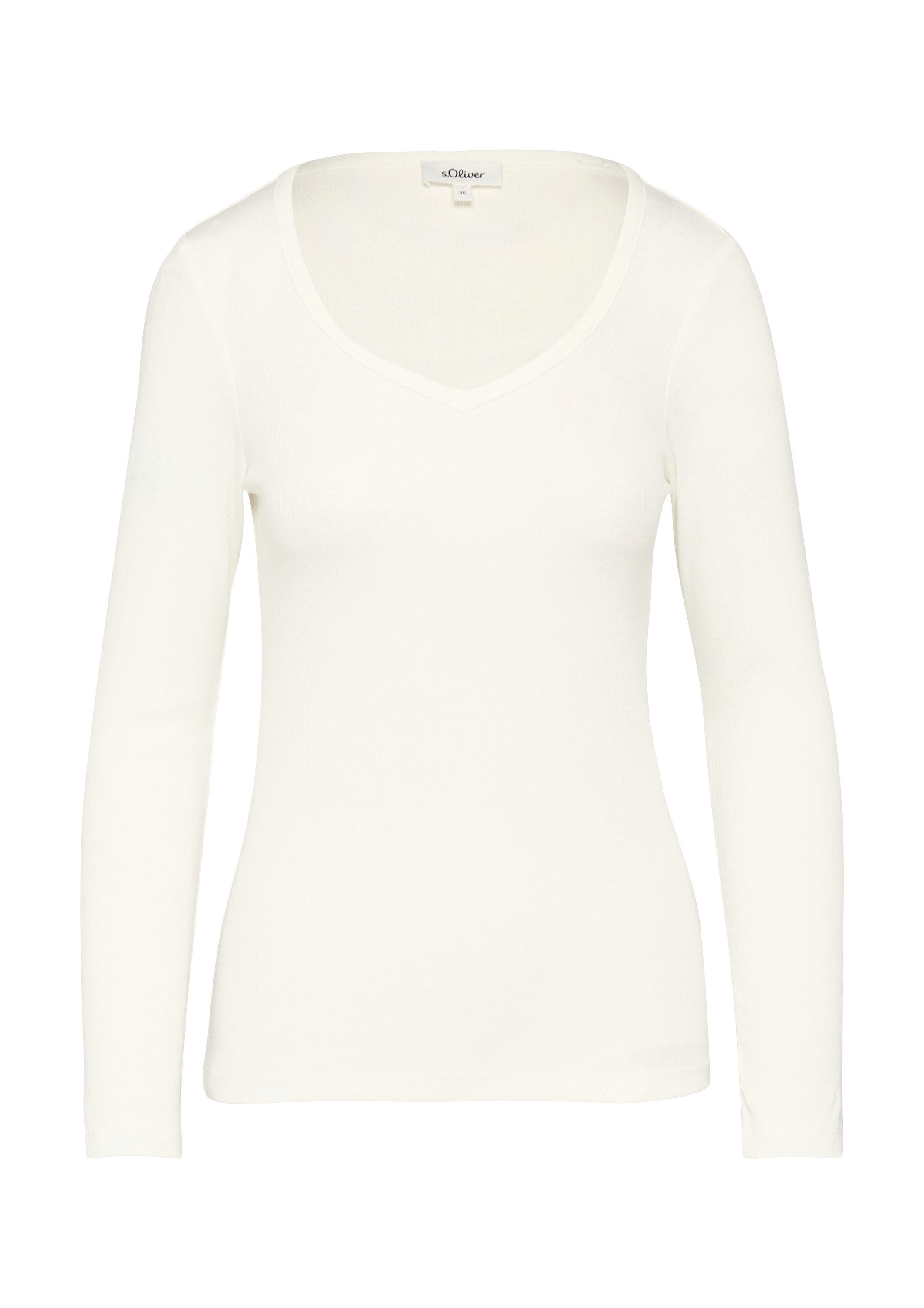 s.Oliver Langarmshirt T-Shirt Feines Jersey-Longsleeve mit Rippstruktur günstig online kaufen