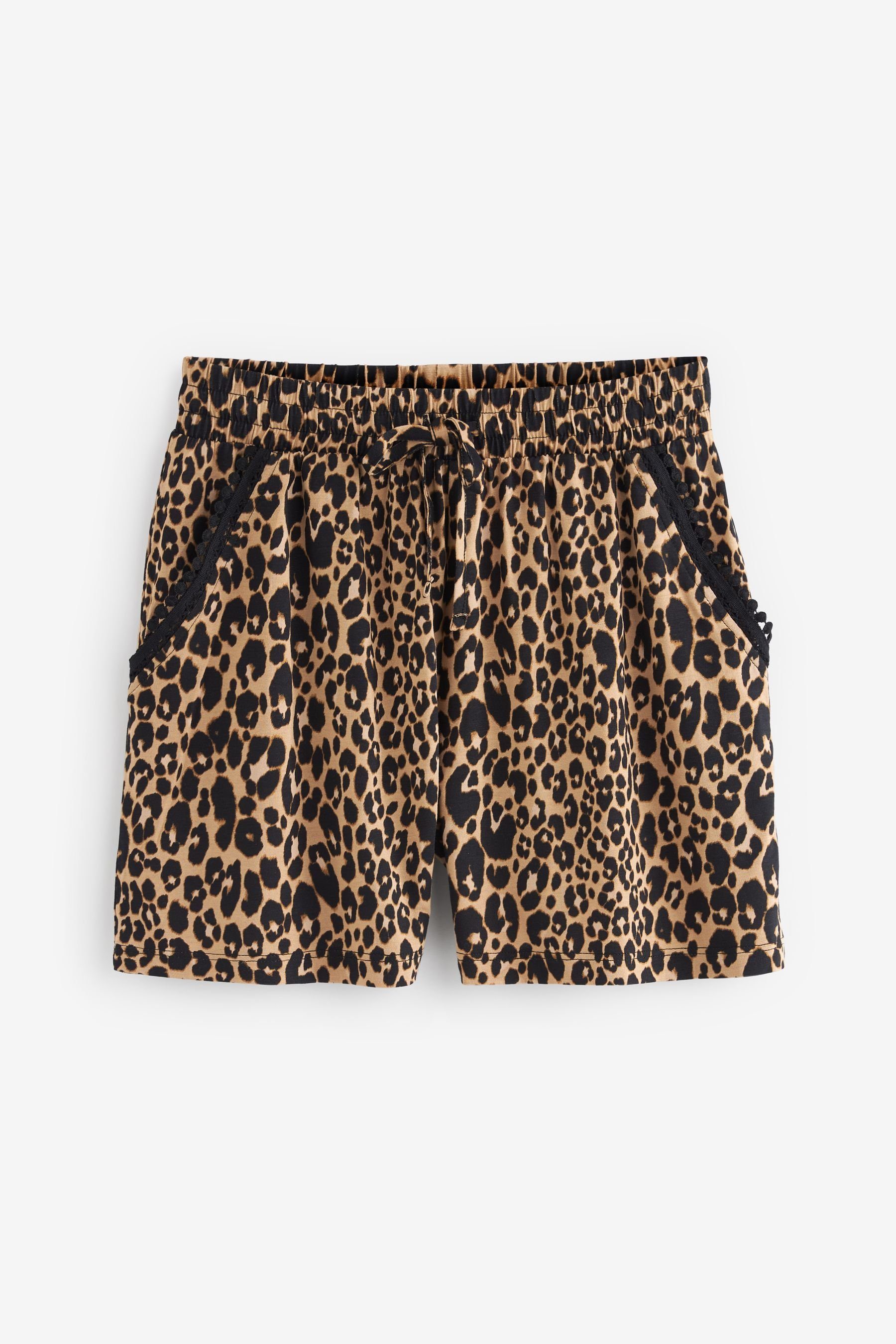 Next Sweatshorts Jersey-Shorts mit Spitzenbesatz (1-tlg) Brown Animal