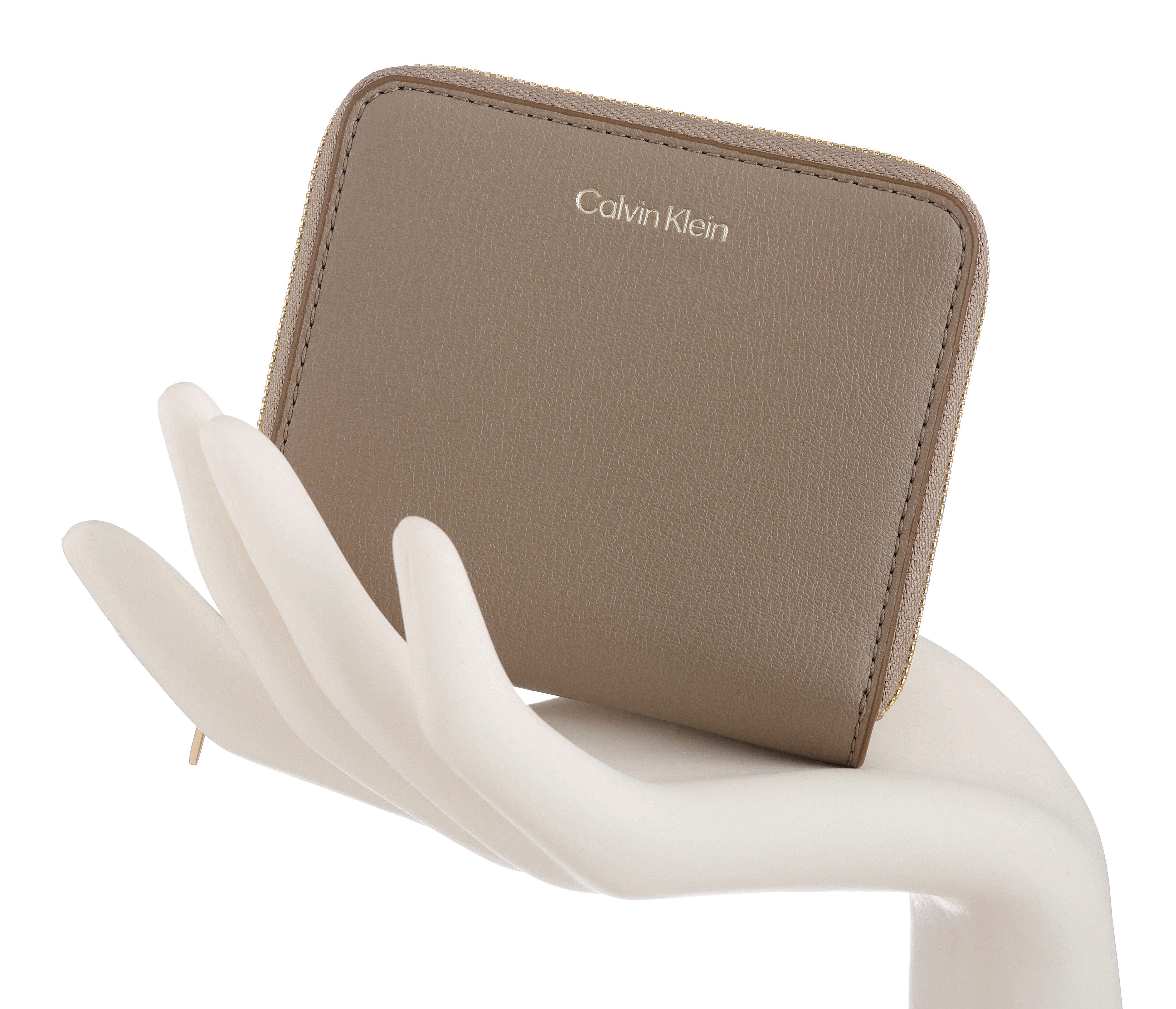 Calvin Klein Geldbörse FOIL LOGO MEDIUM ZIP AROUND, Damen Portemonnaie, Geldbeutel, Money Pocket mit CK-Schriftzug