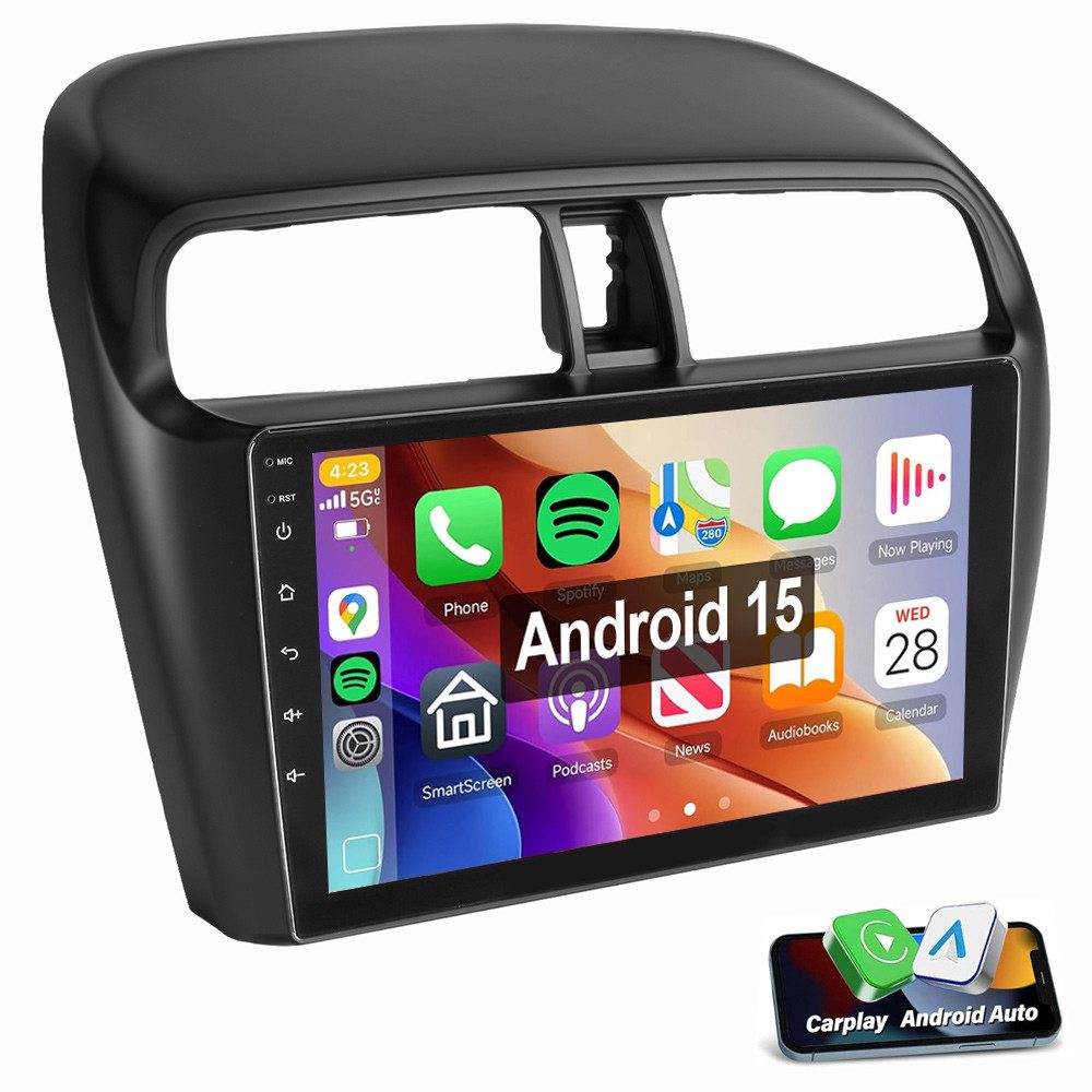 ESSGOO Für Mitsubishi Mirage Space Star Dodge Attitude Autoradio Autoradio (RDS, Digitalradio (DAB), FM, AM, Apple Carplay Android Auto GPS Navi WIFI BT)