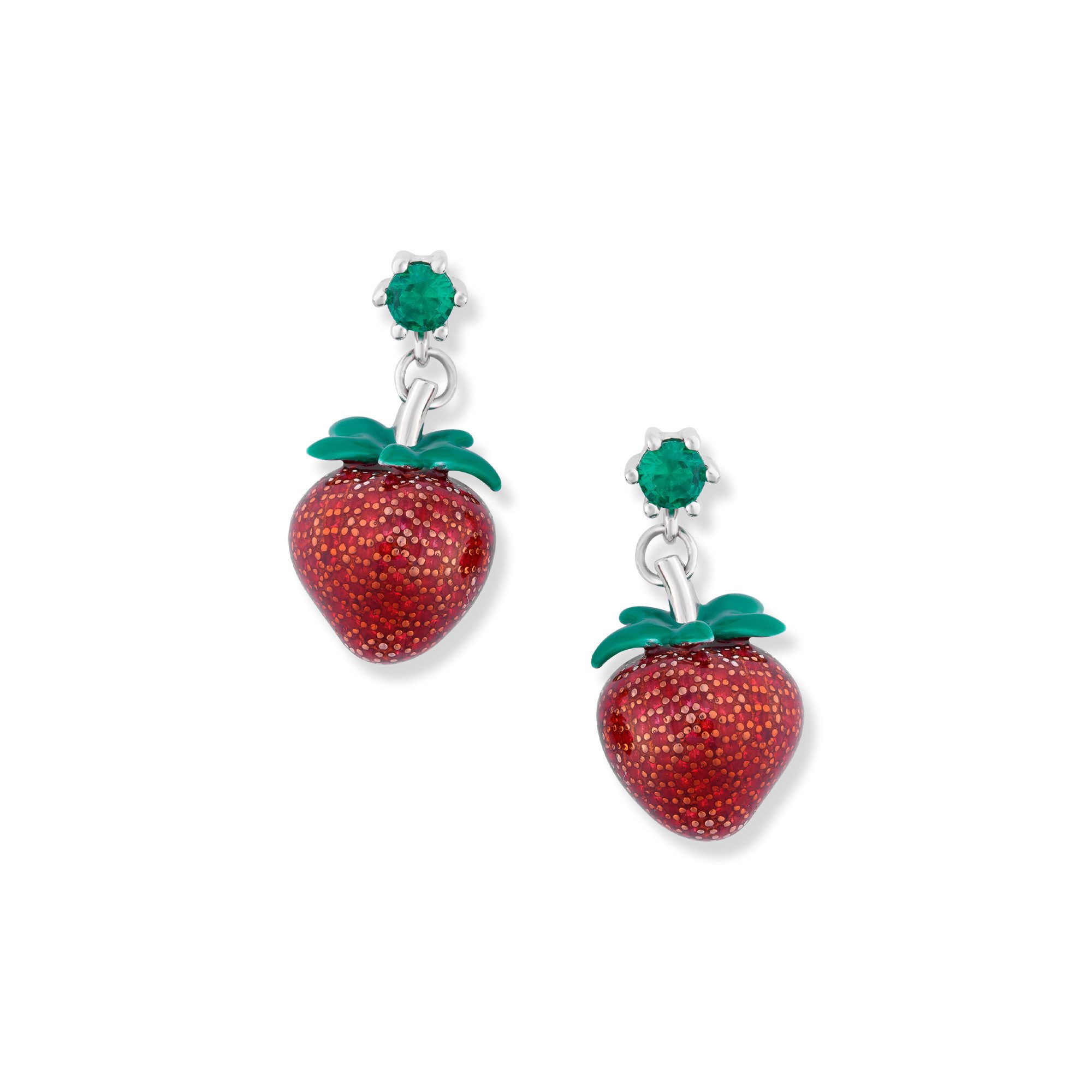 Seinerzeit FLORA & FAUNA Paar Ohrstecker Eve Erdbeeren Ohrringe, Schmuck aus 925 Sterling Silber (Von exotischen Früchten inspirierter Damenschmuck mit liebevoll gestaltetem Fruchtmotiv – ein besonderer Begleiter im Alltag und zu besonderen Anlässen, inkl. Geschenkverpackung für Frauen ob Freundin, Mutter, Ehefrau, Oma), rhodiniert, rosé-vergoldet, mit Emaille und Zirkonia-Steinen