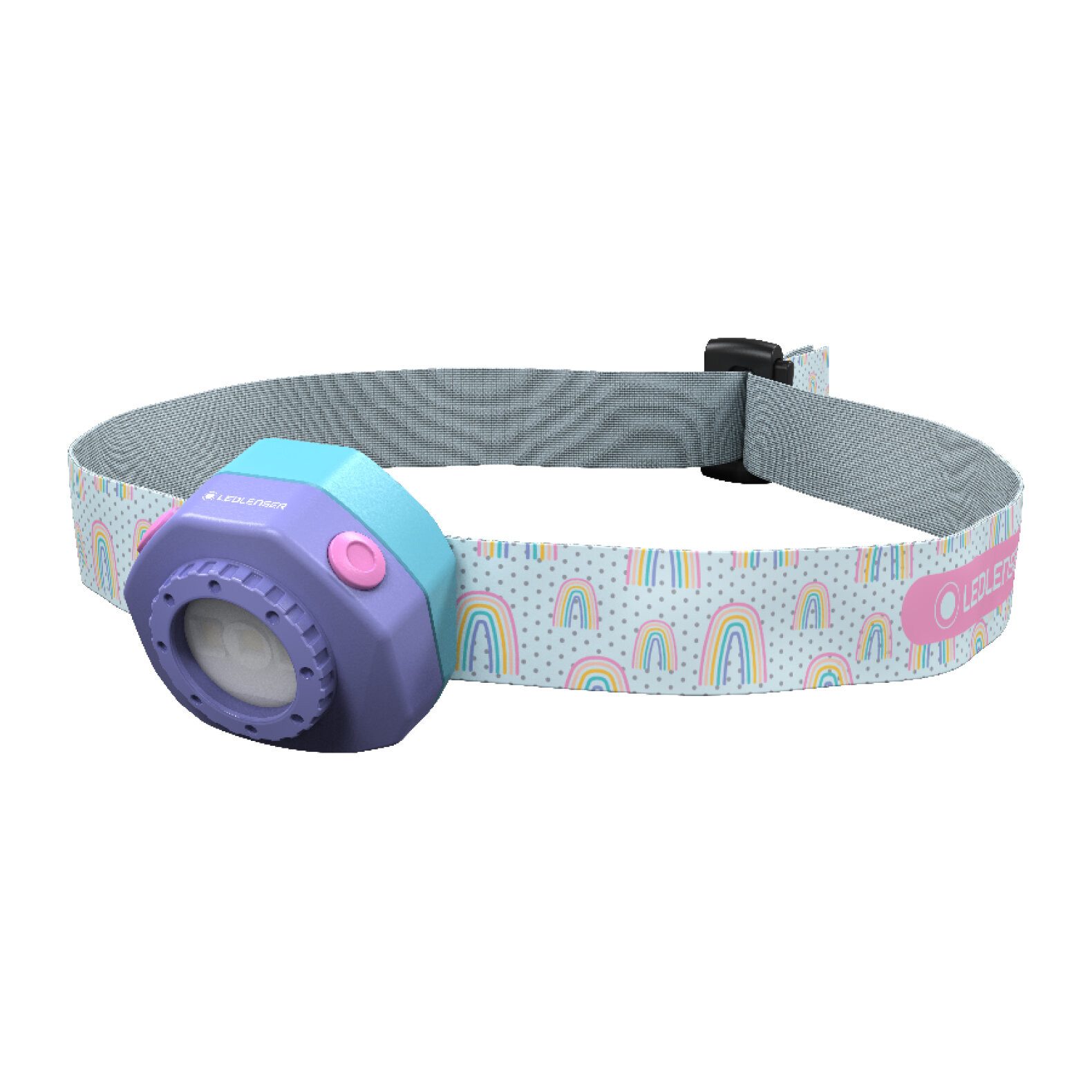 Ledlenser LED Stirnlampe Kidled4R Lila, 3 Farbmodi (Rot, Blau, Weiß), Blinkfunktion, wiederaufladbar, Clip