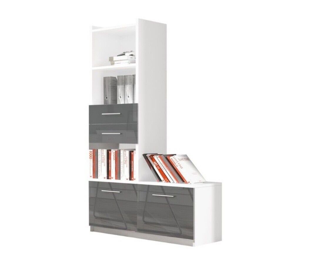 JVmoebel Bücherregal Regal Schrank Bücherschrank für Kinderzimmer Grau Weiß, Made in Europe