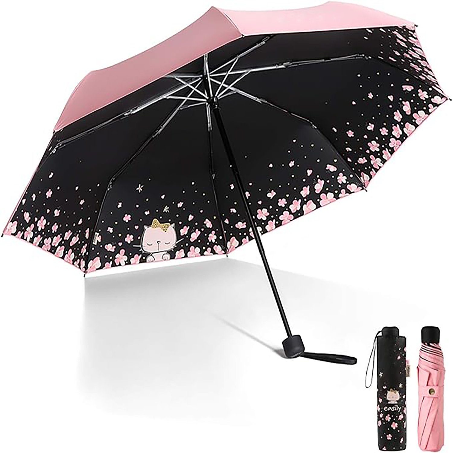 yozhiqu Sonnenschirm Kompakter und tragbarer Reise-Klappschirm mit UV-Schutz, UV-Schutz, kompakter faltbarer Regenschirm, ideal für unterwegs