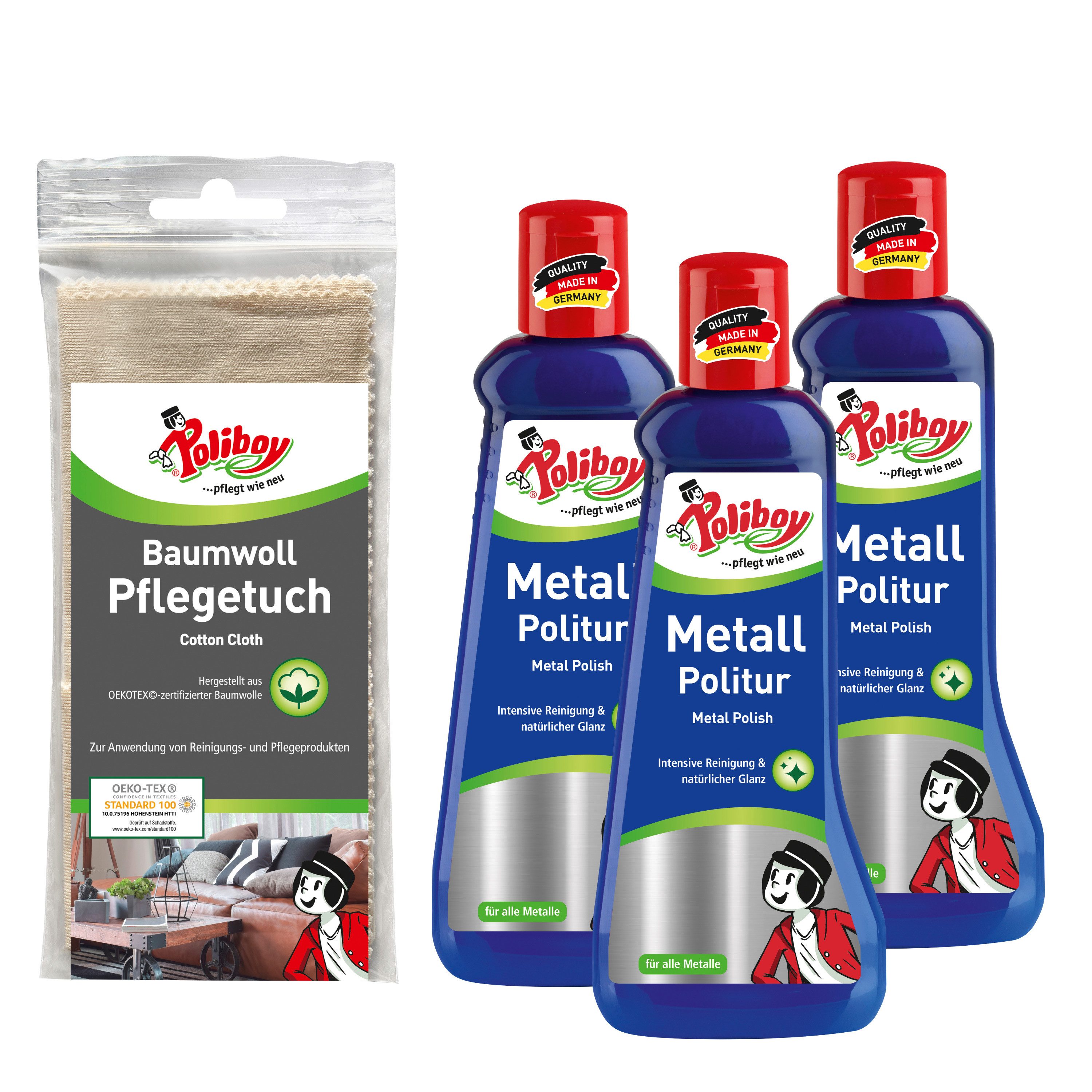 Metall Politur - mit Baumwolltuch - 3x200ml Schmuckreiniger