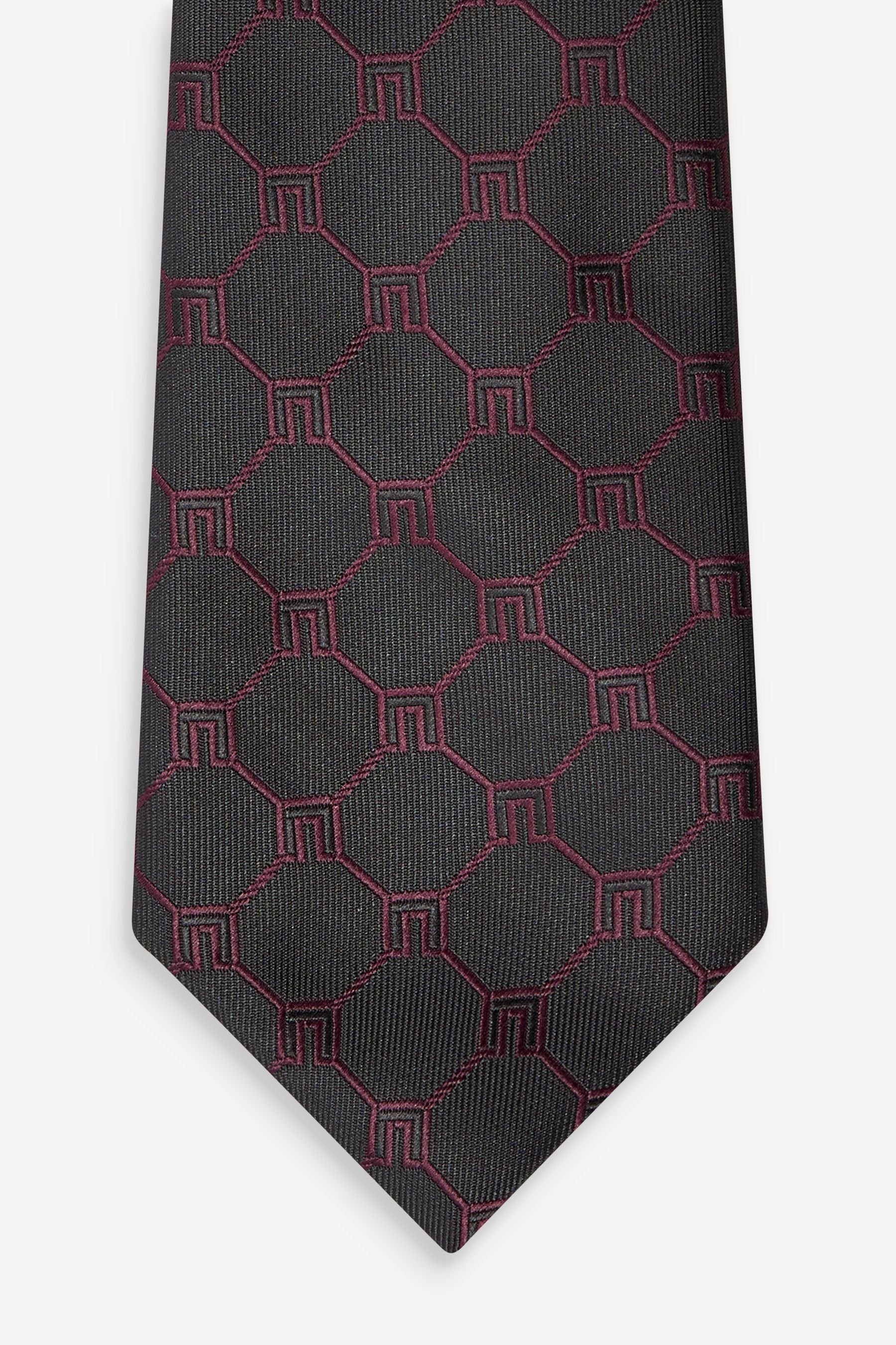 Navy/Burgundy Geometric Gemusterte (1-St) Krawatte Krawatte Next