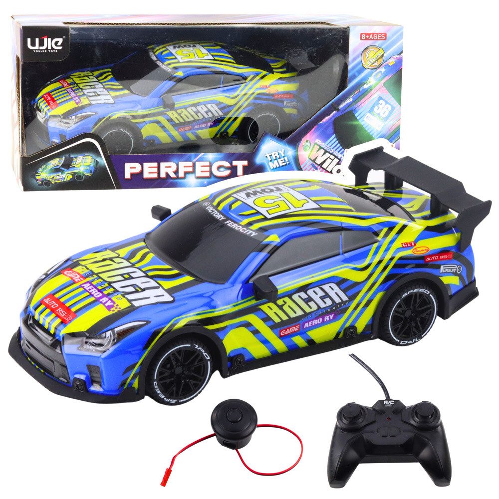 LEAN TOYS RC-Auto Rennwagen Sportwagen Funkfahrzeug (Spar-Set, 1-tlg., 25 x 11 x 10 cm leuchtend), Licht, Sound, Hupe, 25 cm, Funkfernsteuerung