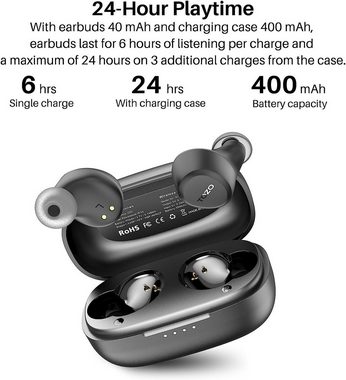 TOZO ideal für unterbrechungsfreies Musikhören und Telefonieren In-Ear-Kopfhörer (Die A1 Ohrhörer, 6mm Lautsprecher sorgen für dynamischen Stereo-Klang mit beeindruckenden Höhen und kraftvollem Bass., IntuitiveTouch-Bedienung,Die Smart Touch-Steuerung ermöglicht mühelose)