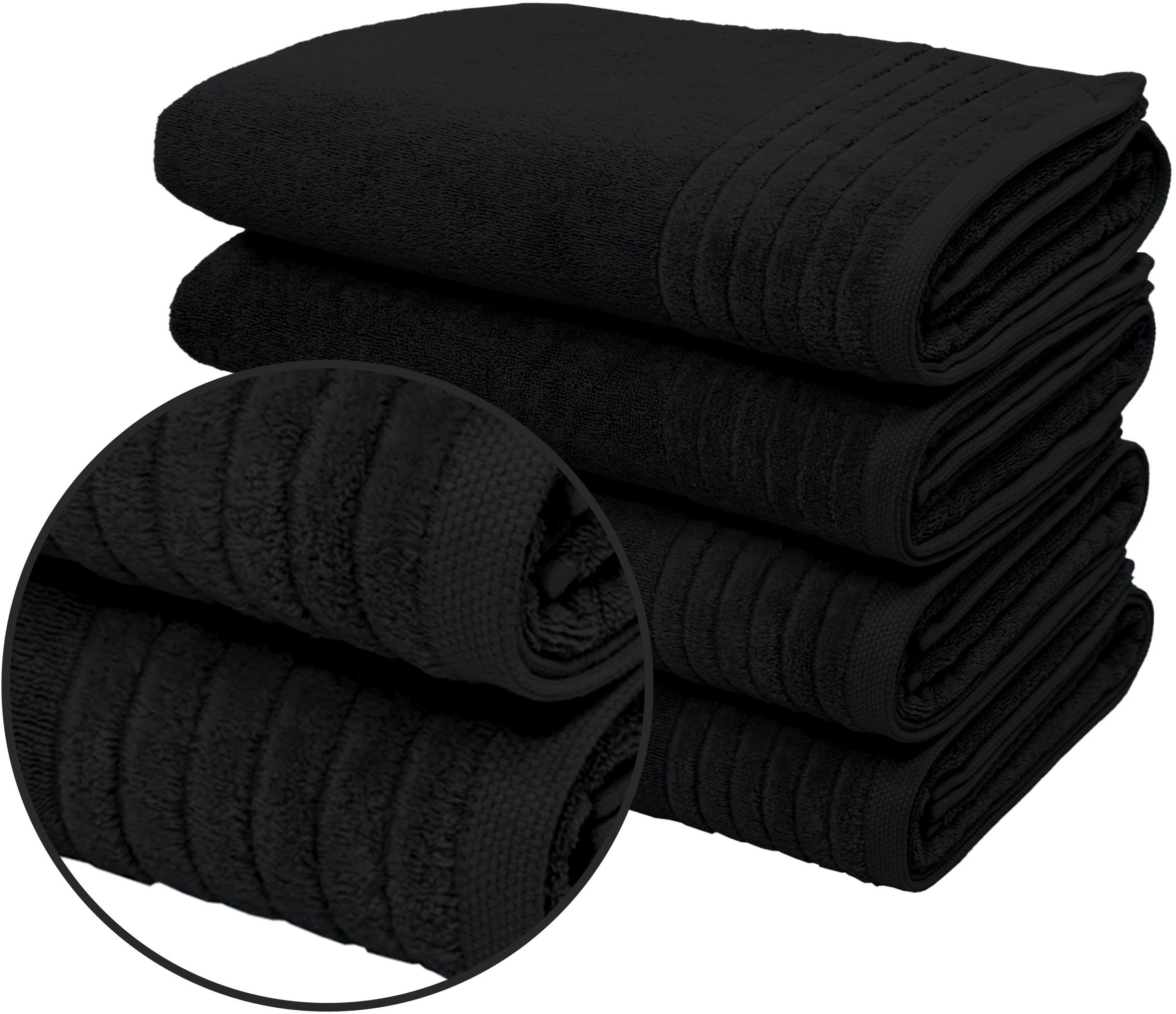 OTTO home Duschtücher Sanremo Premium, Premium Handtücher, 600 gr/m², 70x140cm, Frottier (Set, 4-St), mit Bordüre, flauschig und weich, dicke Qualität, 5 Jahre Garantie