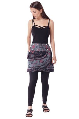 PUREWONDER Wickelrock Damen Rock mit Tasche und Schnürung sk182 Baumwolle Einheitsgröße