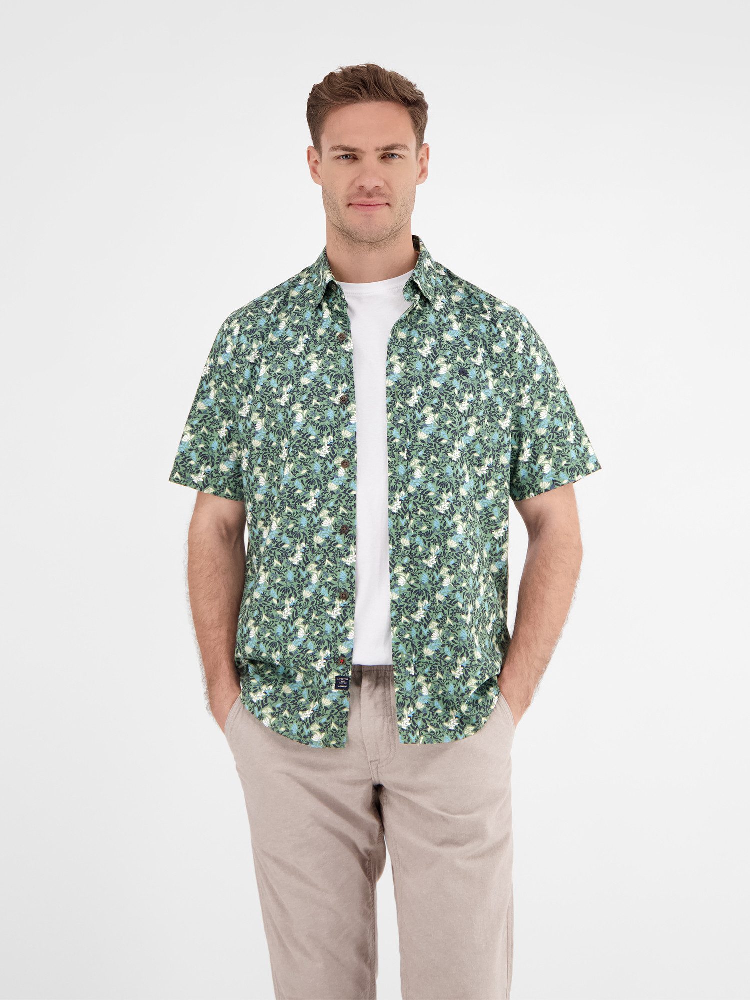 LERROS Kurzarmhemd Herren Halbarmhemd, floral bedruckt