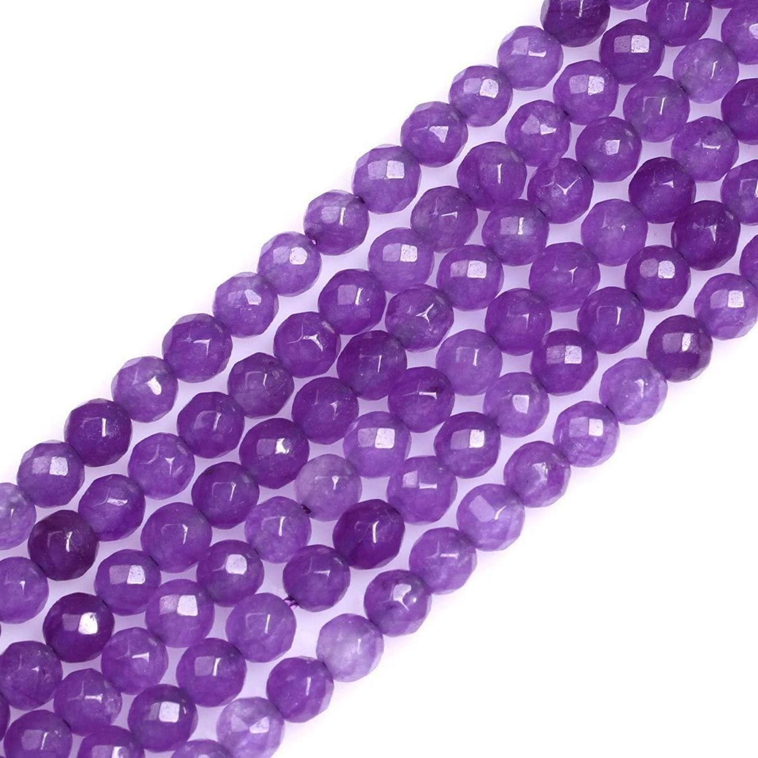 LuxusKollektion Bastelperlen Jade Perlen 6mm Violett Strang, (1-tlg)