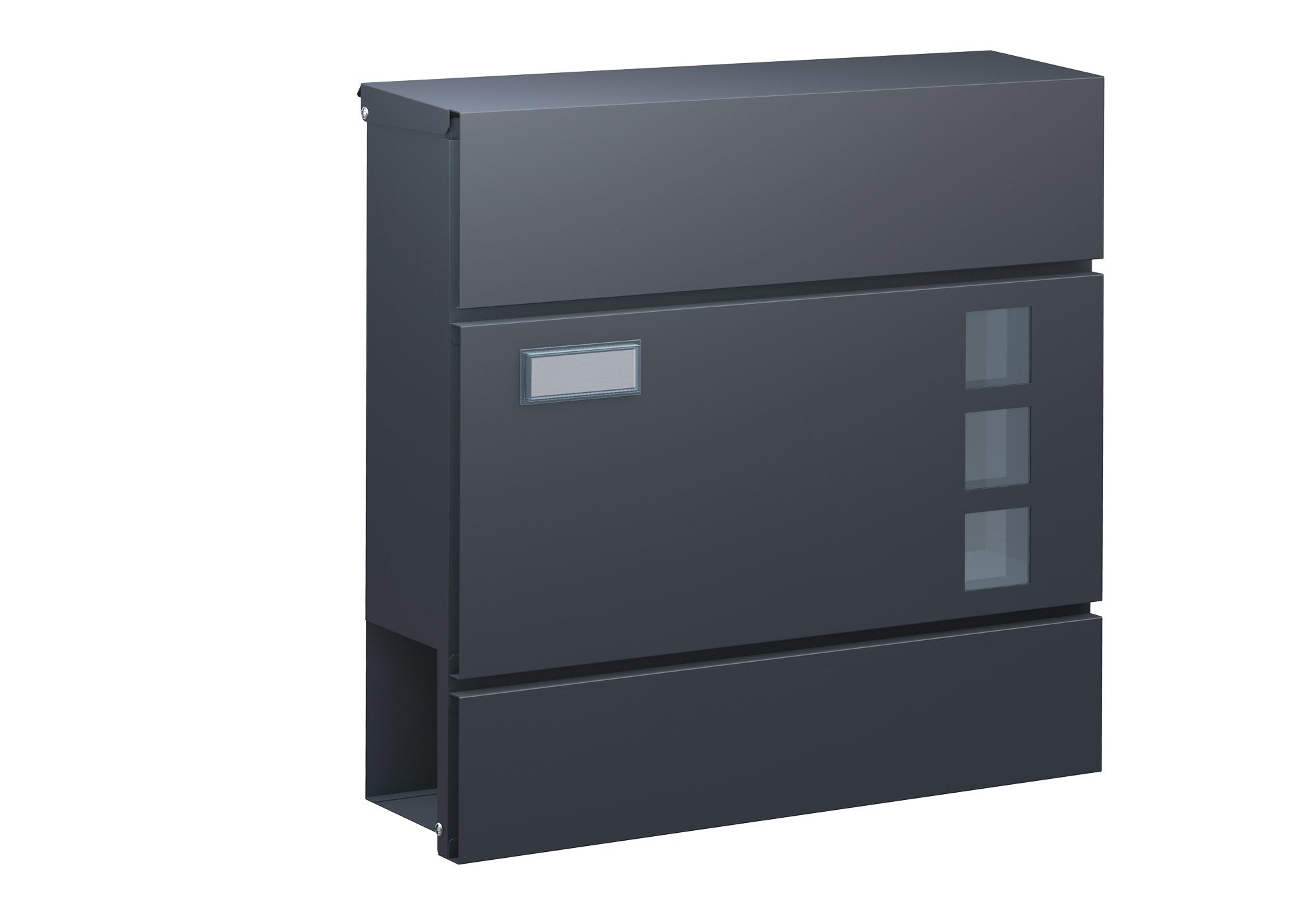 BASI Wandbriefkasten Wandbriefkasten (Packung), Softclose Dämpfer, Sichtfenster, Namensschild, Zeitungsrolle