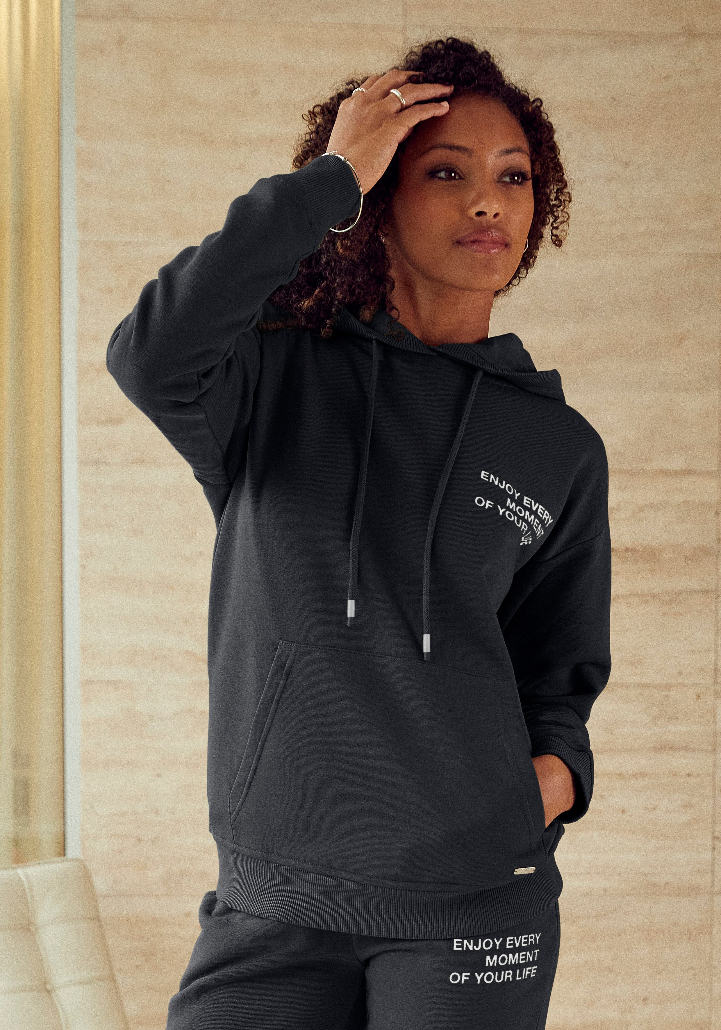 Buffalo Hoodie - Kapuzensweatshirt mit Statement Druck, Home- und Loungewear