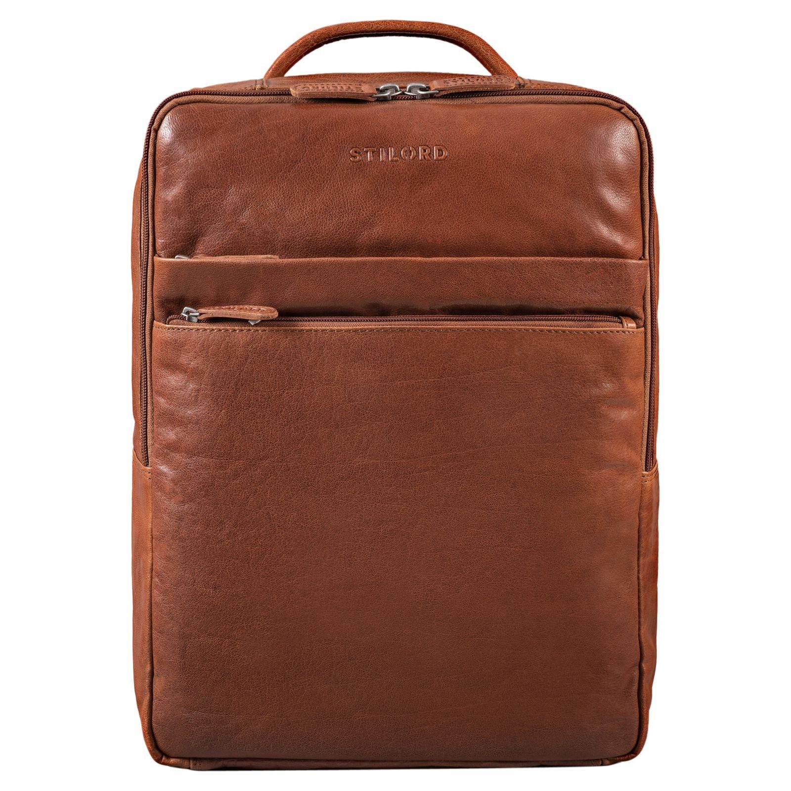STILORD Notebook-Rucksack "Brooklyn" Großer Laptop Rucksack Echtleder mit 15.6 Zoll Laptopfach